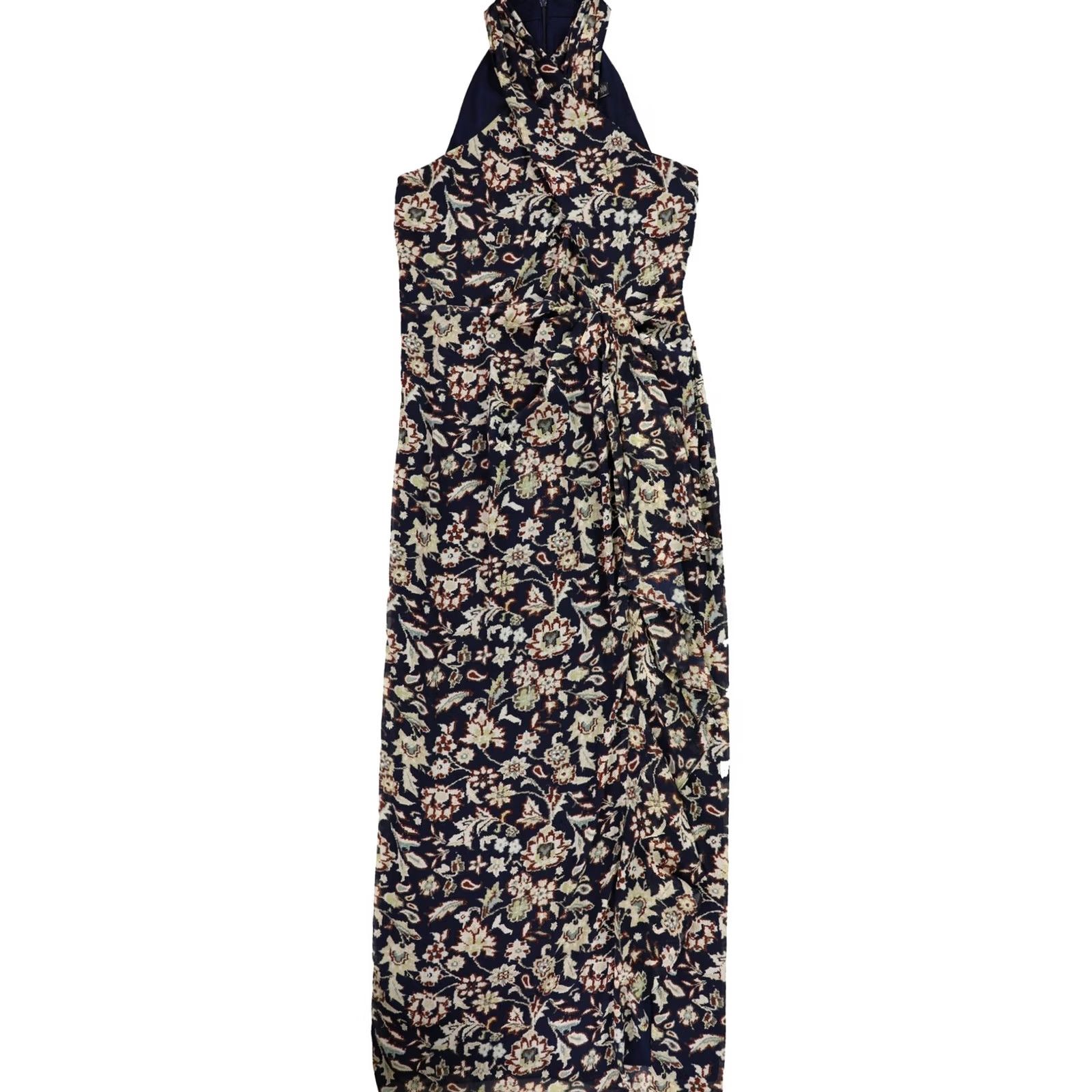Ralph Lauren Ralph Lauren Womens Chiffon Floral Evening Maxi Dress navy 18 Size XXL / US 16-18 / IT 52-54 - 2 Thumbnail