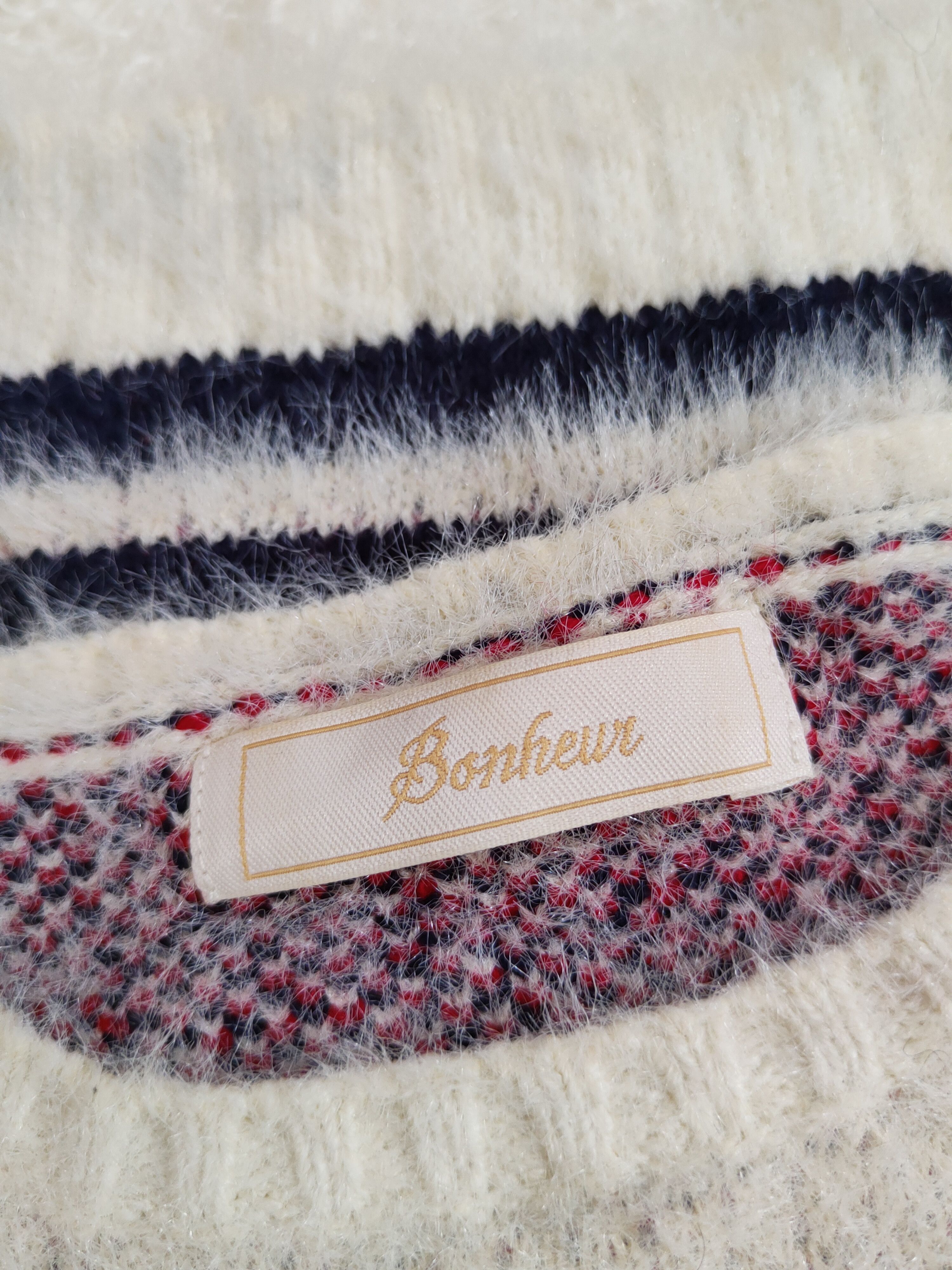 Homespun Knitwear × Japanese Brand Bohewi Cream Red Shag Shaggy Fur Mohair Knitwear #S2077 Size US M / EU 48-50 / 2 - 12 Thumbnail