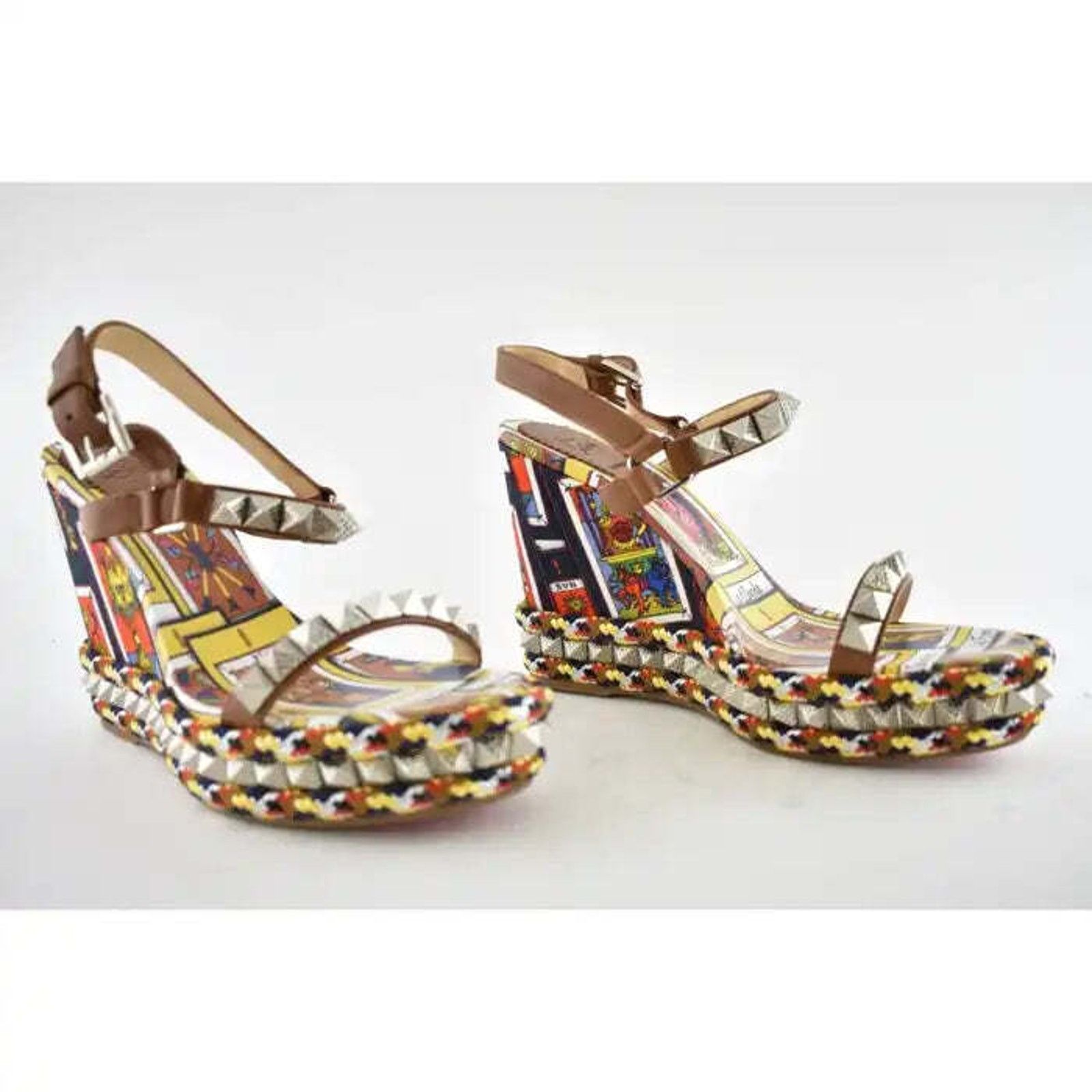 Christian Louboutin Pyraclou 110 Tarot Card Platform Wedge Sandal Heel Pump 39 Size US 9 / IT 39 - 4 Thumbnail