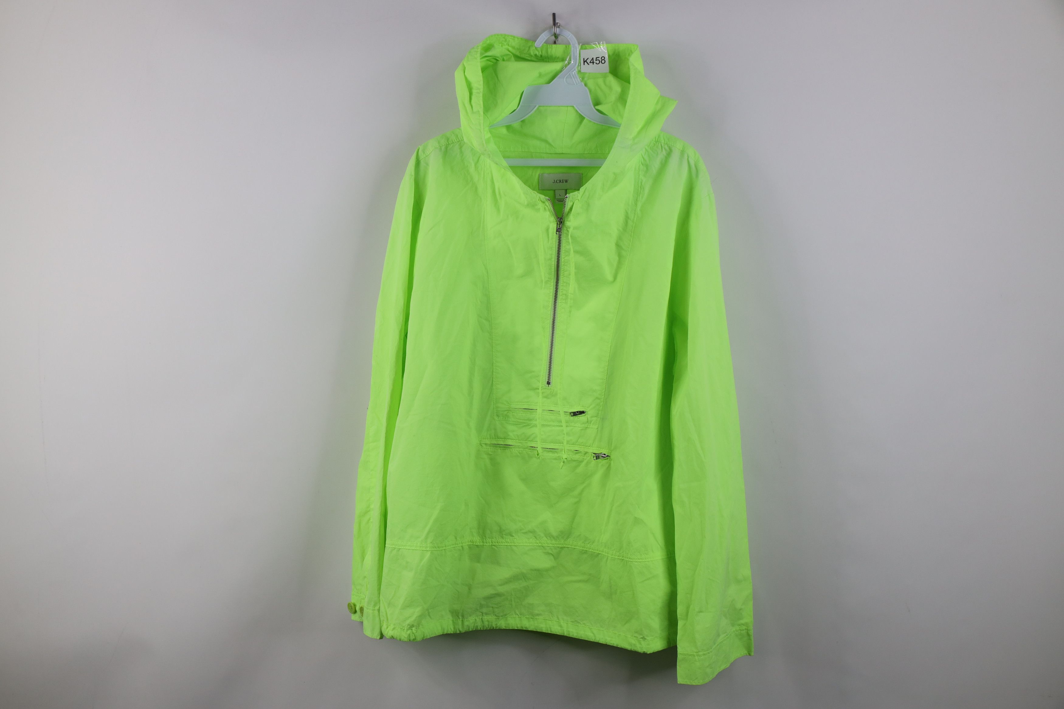 J.Crew Vintage Y2K J Crew Half Zip Hooded Anorak Jacket Lime Green Size L / US 10 / IT 46 - 1 Thumbnail
