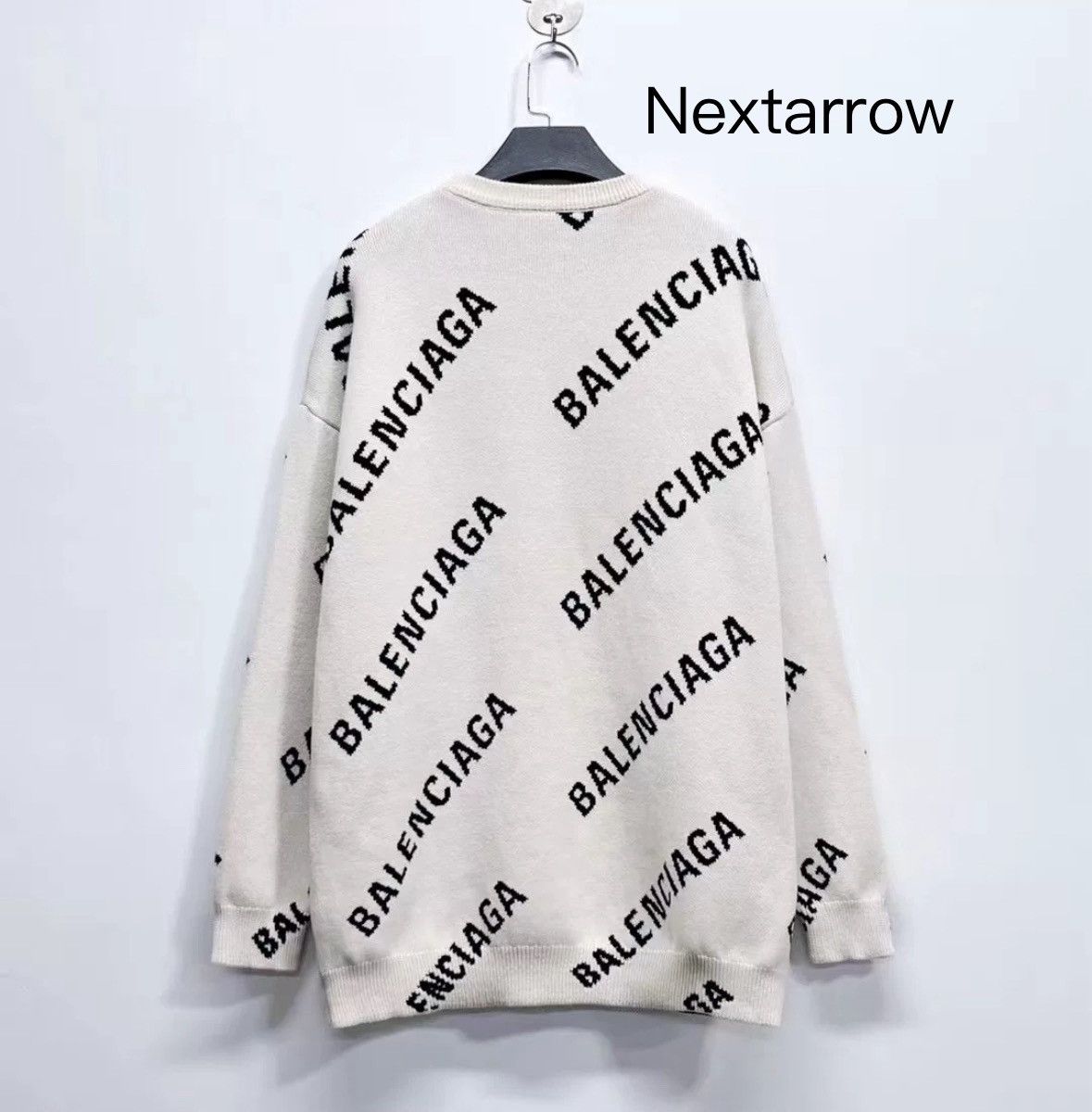 Balenciaga Balenciaga new light beige screen printed logo knit sweater Size US S / EU 44-46 / 1 - 2 Thumbnail