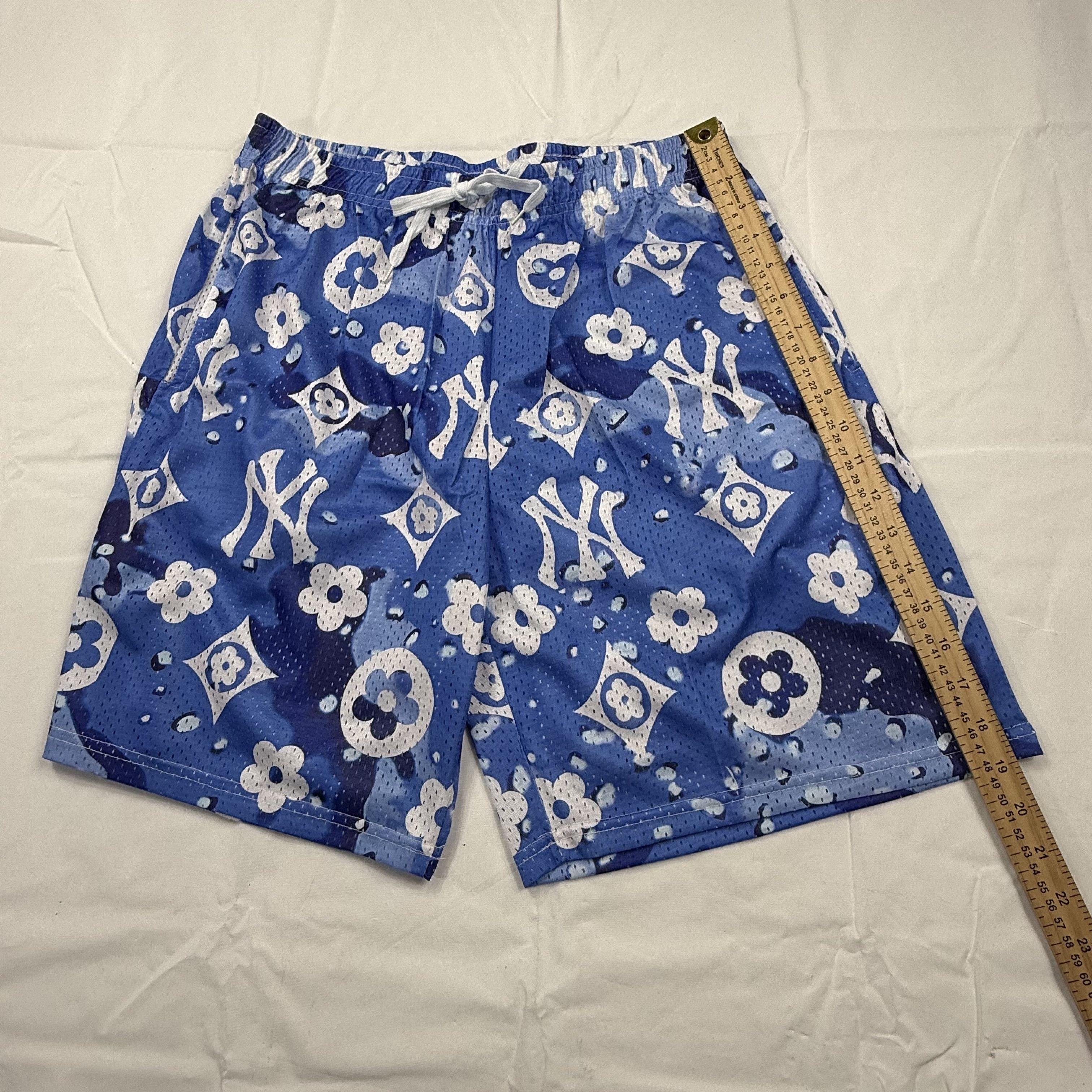 Other Mens Blue NY Yankees Monogram Mesh Basketball Shorts XXL Size US 40 / EU 56 - 3 Thumbnail