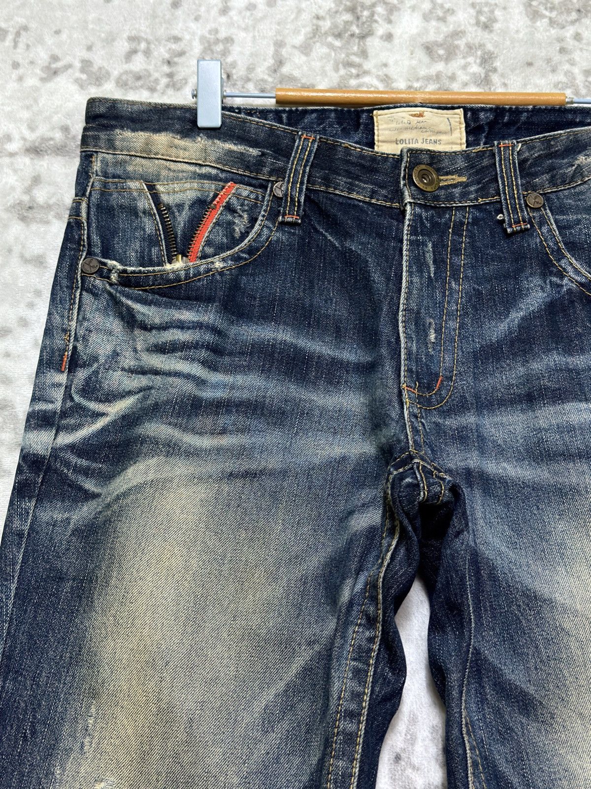 Hysteric Glamour Vintage Lolita Mud Wash Distressed Clawmark Zipper Pocket Size US 35 - 4 Thumbnail