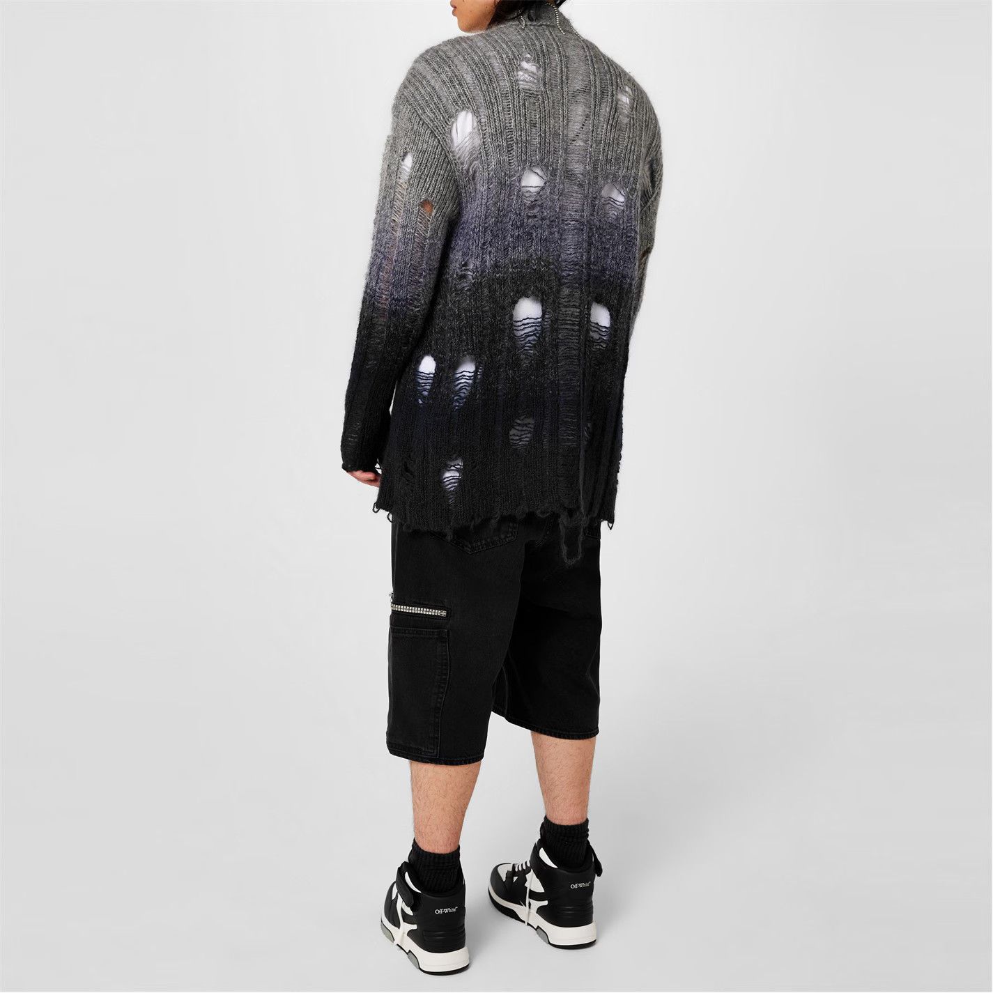Off-White o1g2r1mq0326 Punk Degradé Mohair V-Neck Cardigan Grey/Blue Size US S / EU 44-46 / 1 - 4 Thumbnail