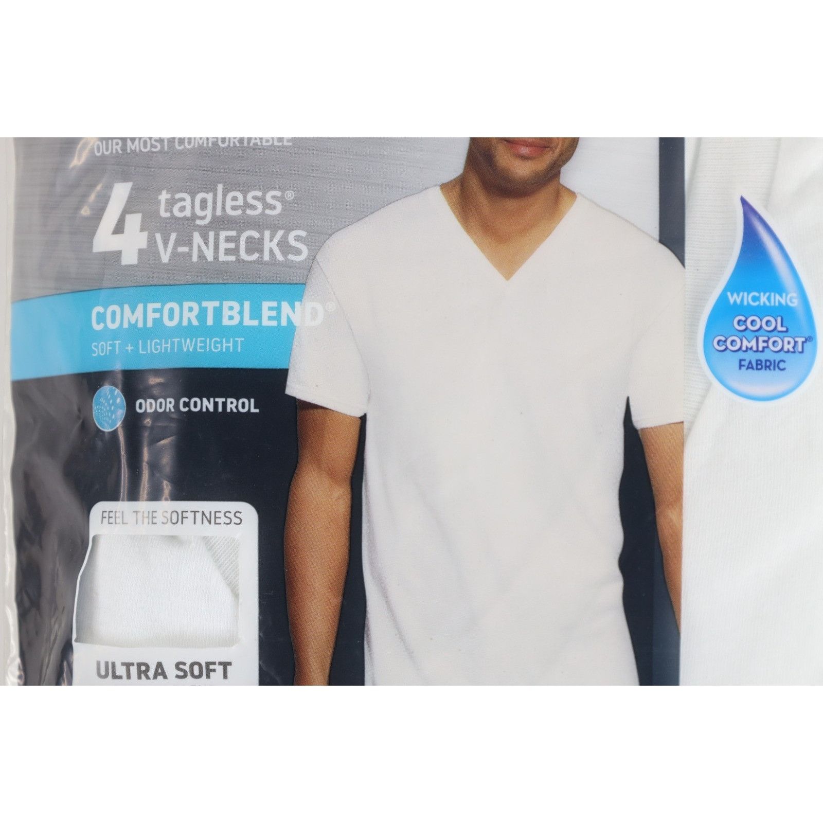 Hanes New Hanes Pack of 4 Blank Tagless V-Neck T-Shirt Size US L / EU 52-54 / 3 - 2 Thumbnail