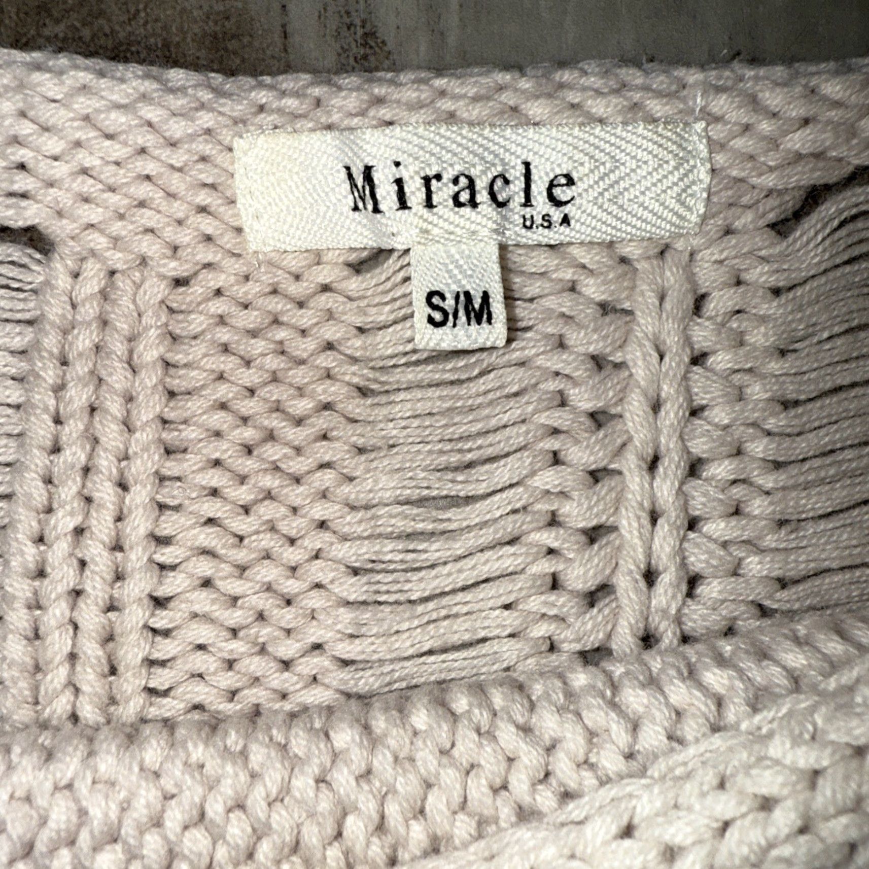 Vintage Miracle Sweater Pullover Women’s S/M Beige Knit Long Velour Sleeve Casual Cozy Boxy Fit Crew Neck Boat Neck Ladies Mens? Size S / US 4 / IT 40 - 4 Thumbnail