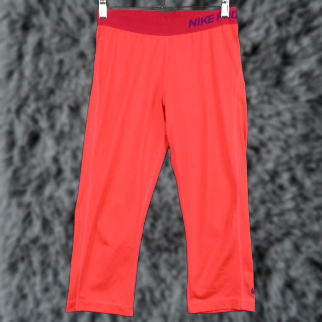 Nike Nike Pro Leggings Women Cropped Pink Neon Stretch Fitted 19 Inseam M Medium Pants Pro Dri-Fit Black? Wait. Size 32" / US 10 / IT 46 - 1 Thumbnail