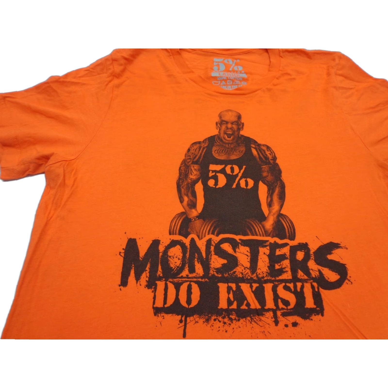Vintage 5% Nutrition Monsters Do Exist T Shirt Size Large Orange Mens Regular Short Sleeve L Size US L / EU 52-54 / 3 - 1 Thumbnail