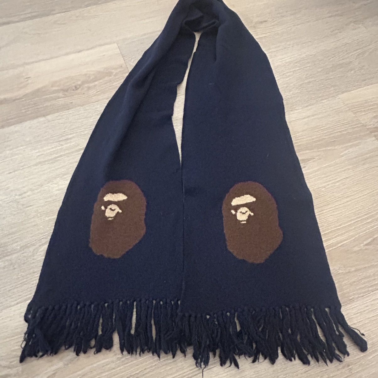 Bape Bape Face Logo Scarf Muffler Navy Size ONE SIZE - 3 Thumbnail