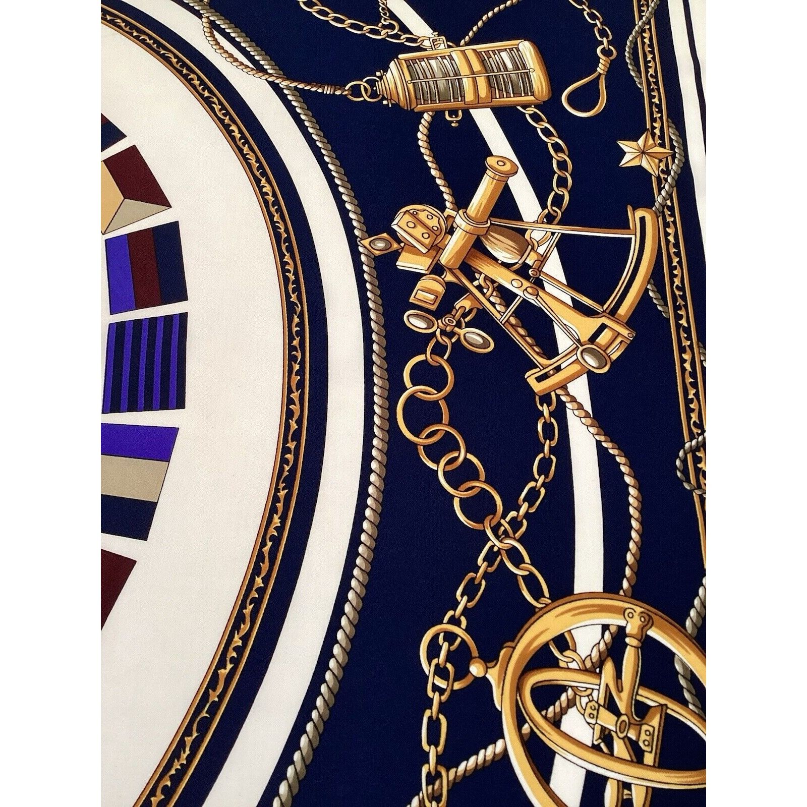 Other POLO CLUB Blue Navy Nautical Print Silk Scarf 35"- 34’’ E C Size ONE SIZE - 5 Thumbnail