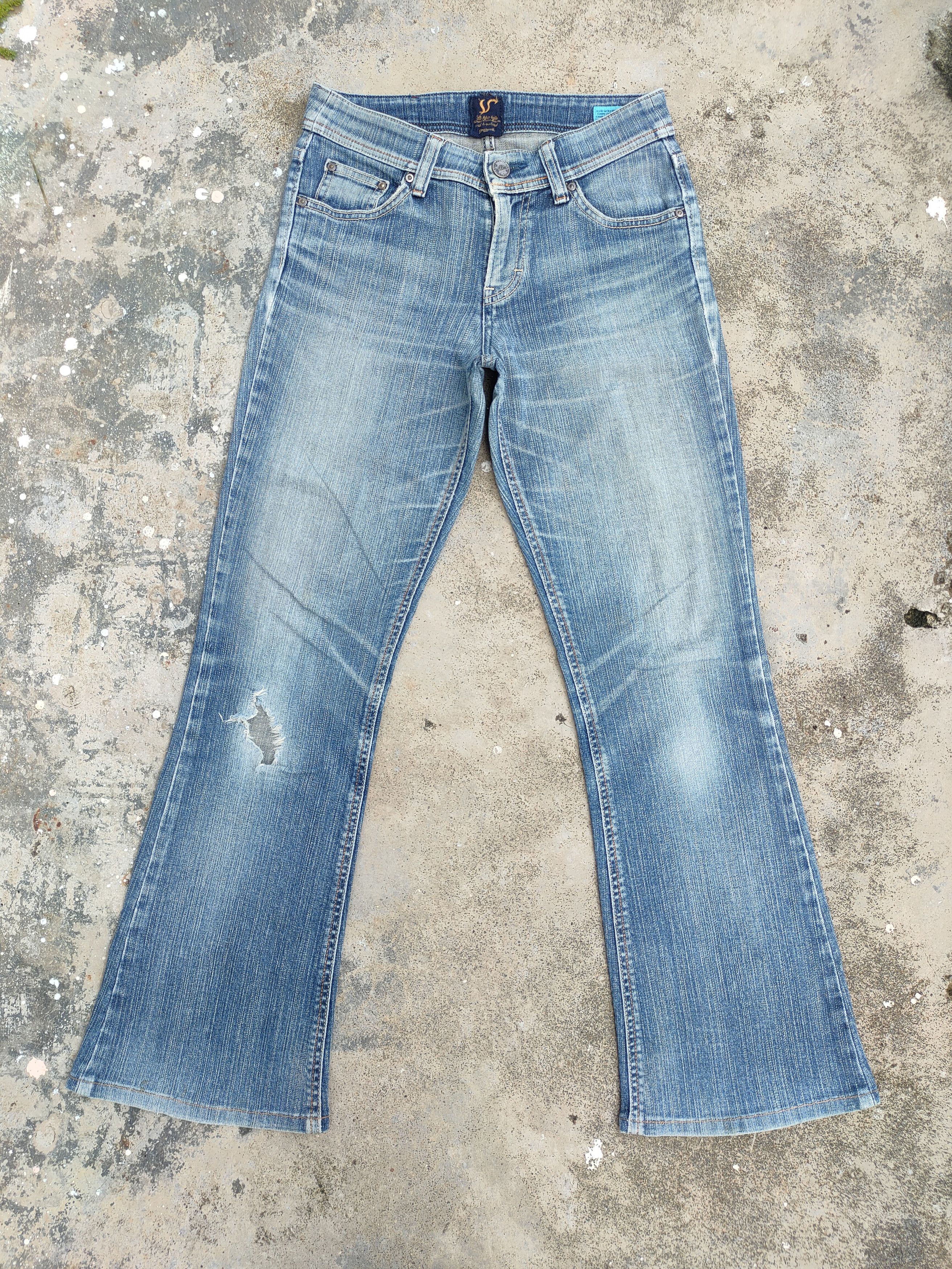FLARE VINTAGE JAPANESE BOOTCUT RIPPED JEANS DENIM PANTS