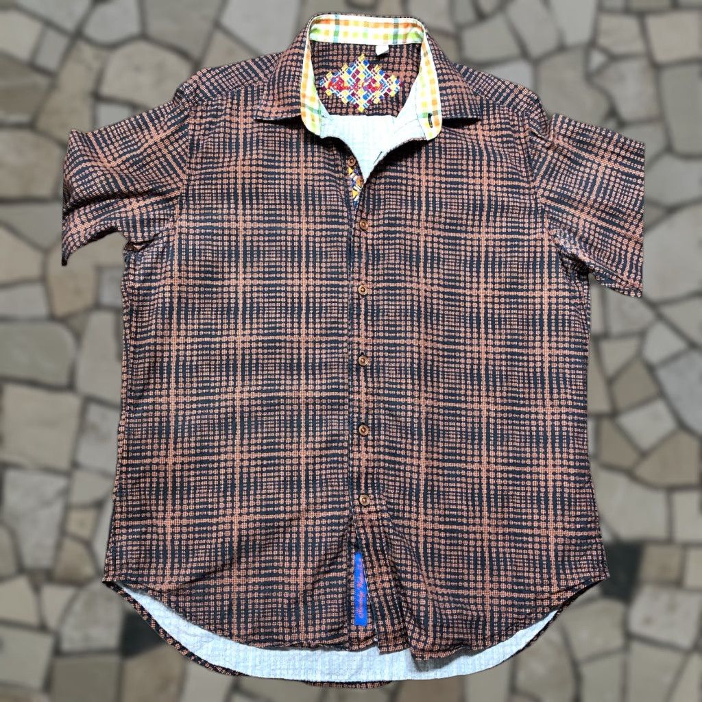 Robert Graham Robert Graham Shirt Mens M Orange Geometric Button-Up Classic Fit Long Sleeve Flip Cuff Button-Up Casual Mens Clothing Size US M / EU 48-50 / 2 - 1 Thumbnail