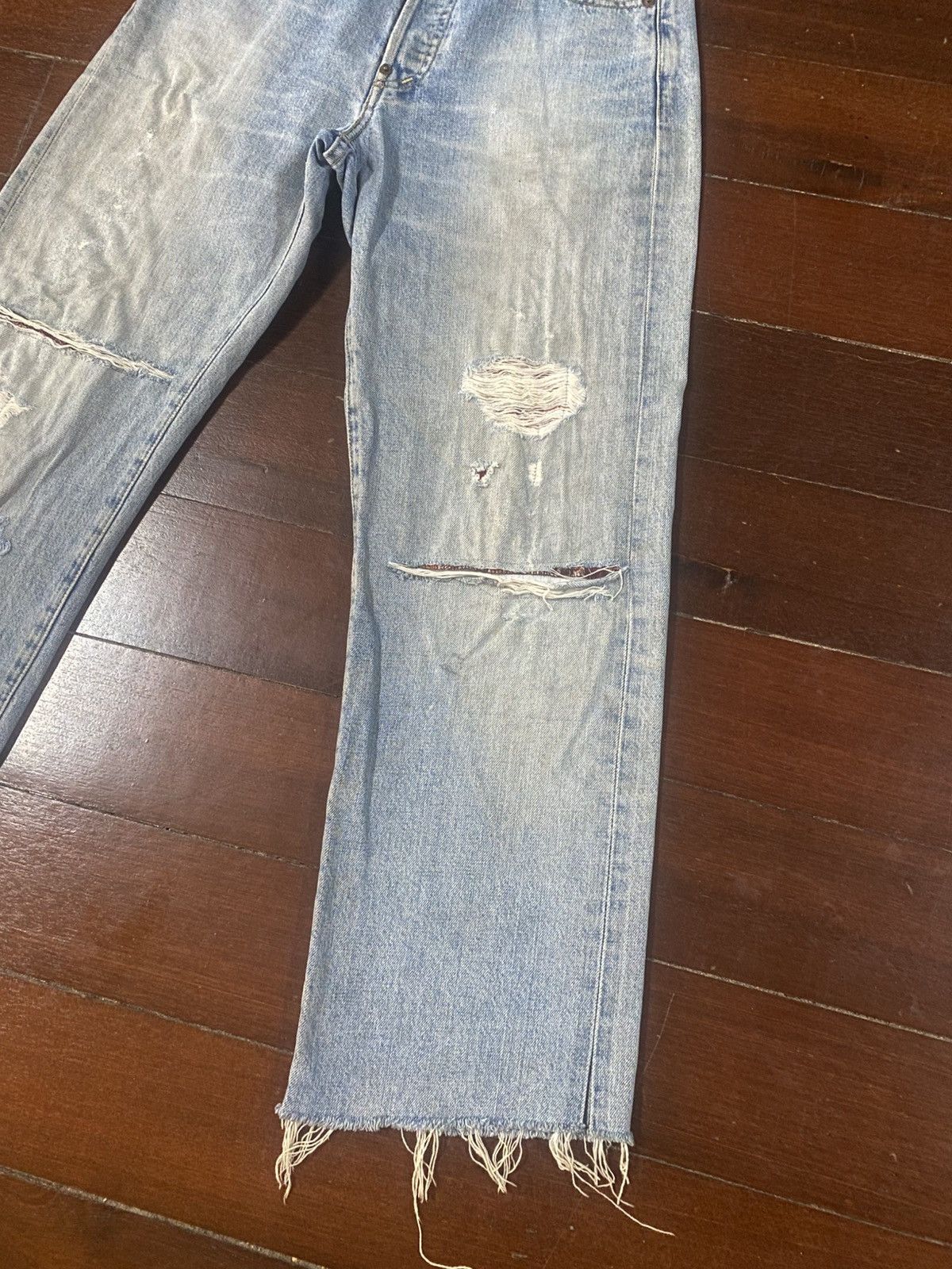Levi's Vintage Clothing Vintage Levi’s Big E 702 XX Selvedge Distressed Repair Jeans Size US 31 - 4 Thumbnail
