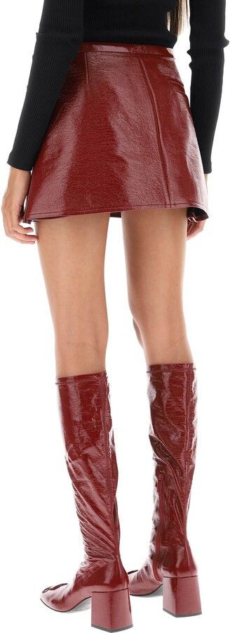 Courreges o1mle0824 Heritage Vinyl Mini Skirt in Red Size 27" / US 4 / IT 40 - 3 Thumbnail