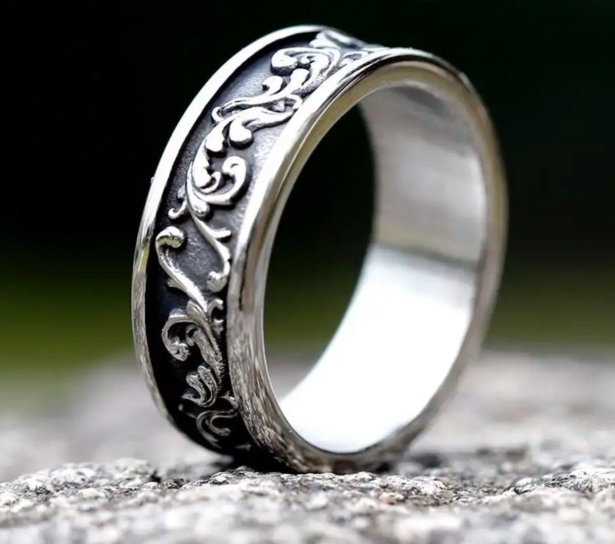 Jewelry x Skulls Viking Spindrift Pattern Round Ring(Size 7-13 ) in Silver, Men's