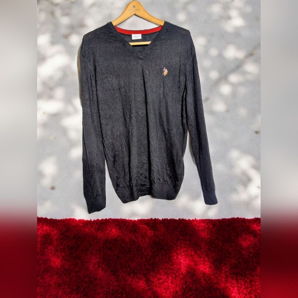 U.S. Polo Assn. US Polo Assn. Wool Blend XXL Men's Black Sweater Lightweigh Size US XXL / EU 58 / 5 - 1 Thumbnail