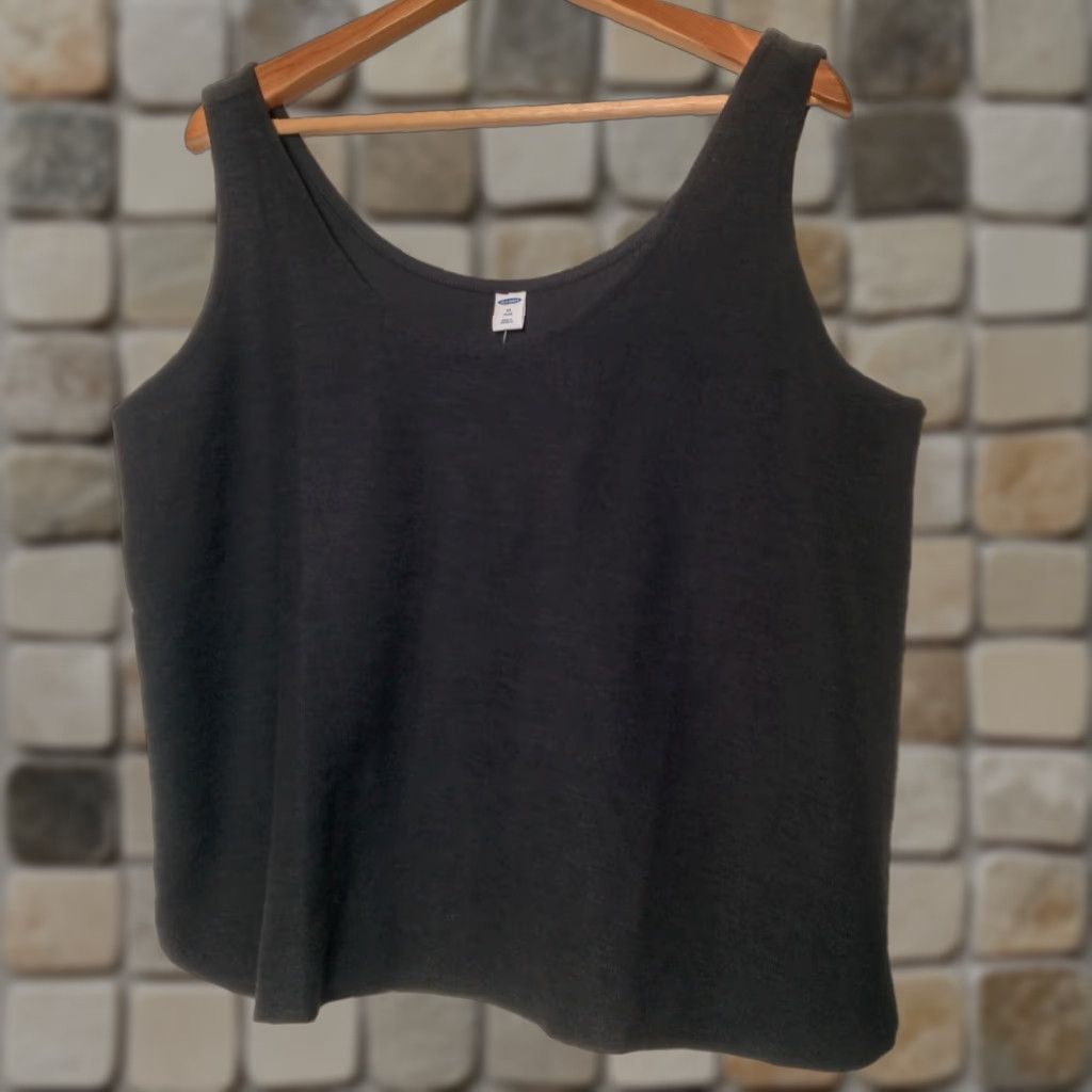 Old Navy Old Navy Tank Top Blue Plus 2XL Black Jack Knit Cotton Blend Cropped Shirt READ Size XXL / US 16-18 / IT 52-54 - 1 Thumbnail