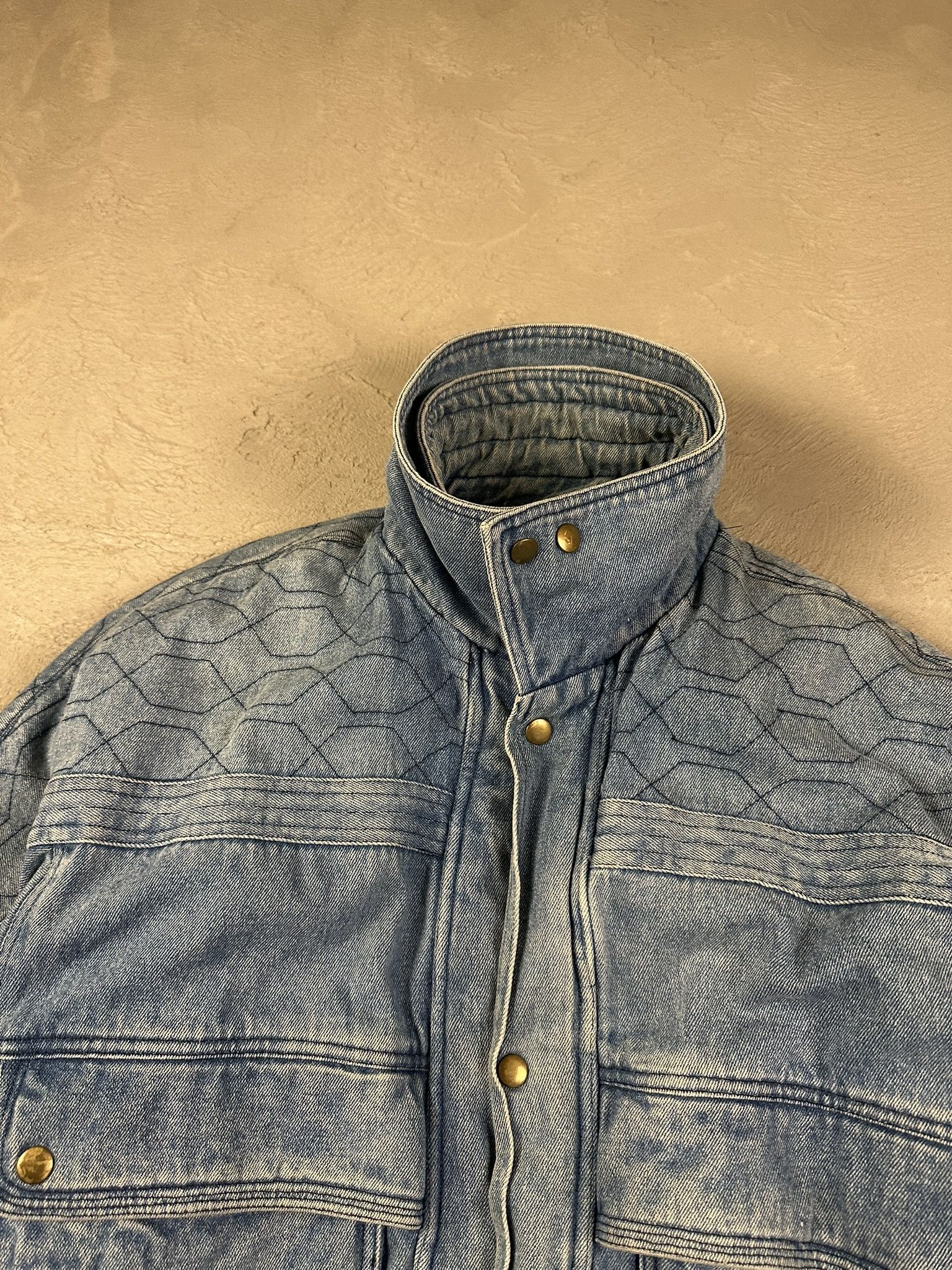 Vintage 80s Avant Garde Denim Sherpa Military Bomber Boxy Jacket Size US L / EU 52-54 / 3 - 9 Thumbnail