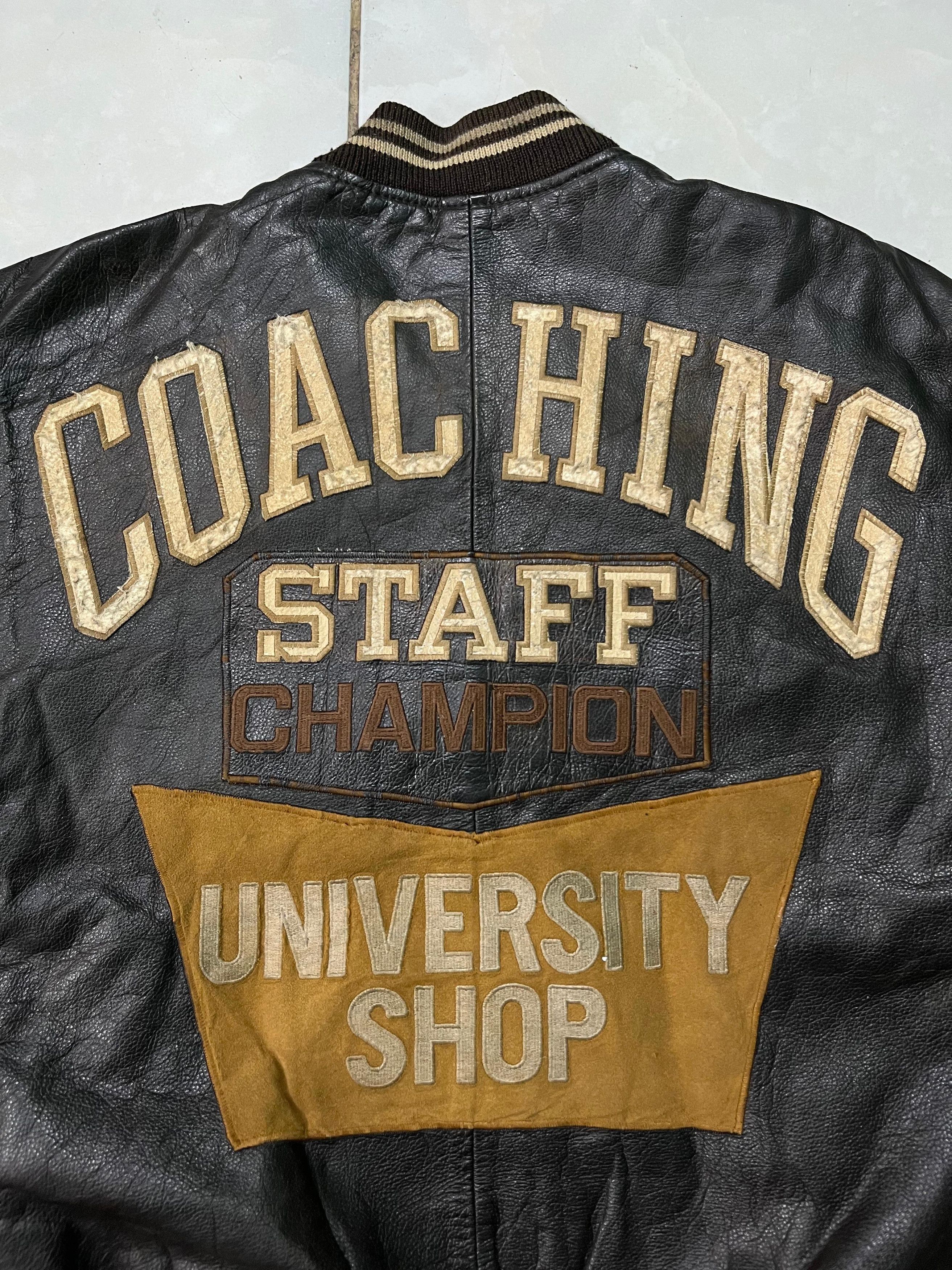 Leather Vintage University Shop Coaching Staff Champion Jacket Size US M / EU 48-50 / 2 - 4 Thumbnail