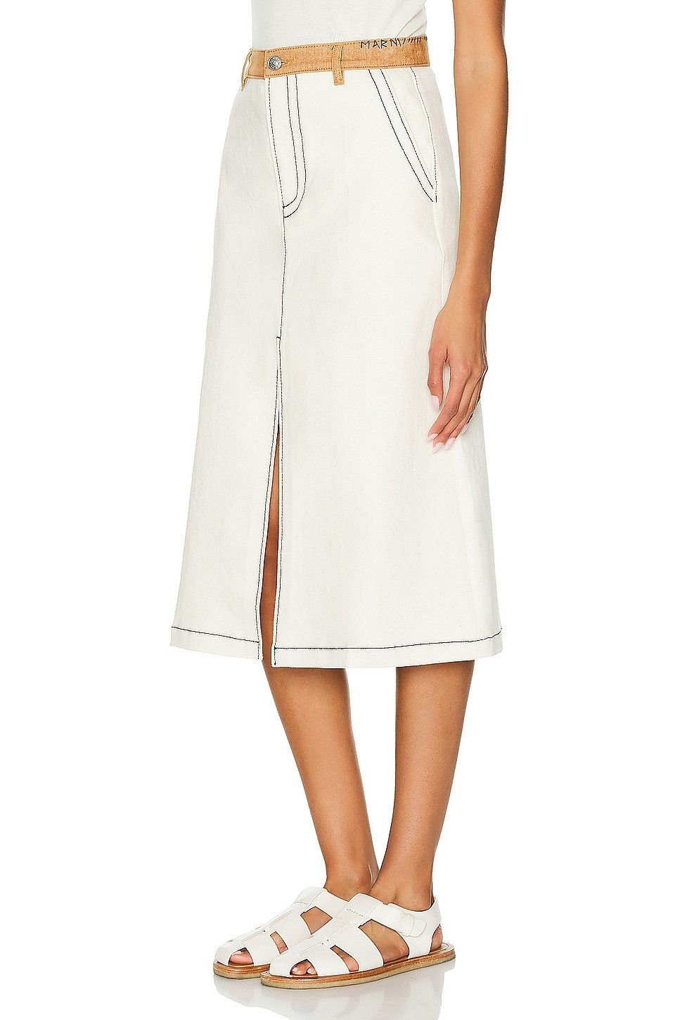 Marni oc11z0525 Cowboy Skirt in White Size 27" / US 4 / IT 40 - 4 Thumbnail