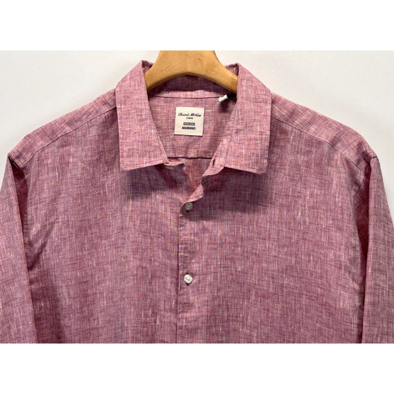 Murano Baird McNutt Murano 100% Linen Shirt XL Button-Down Red Long Sleeve Men Beach Size US XL / EU 56 / 4 - 2 Thumbnail
