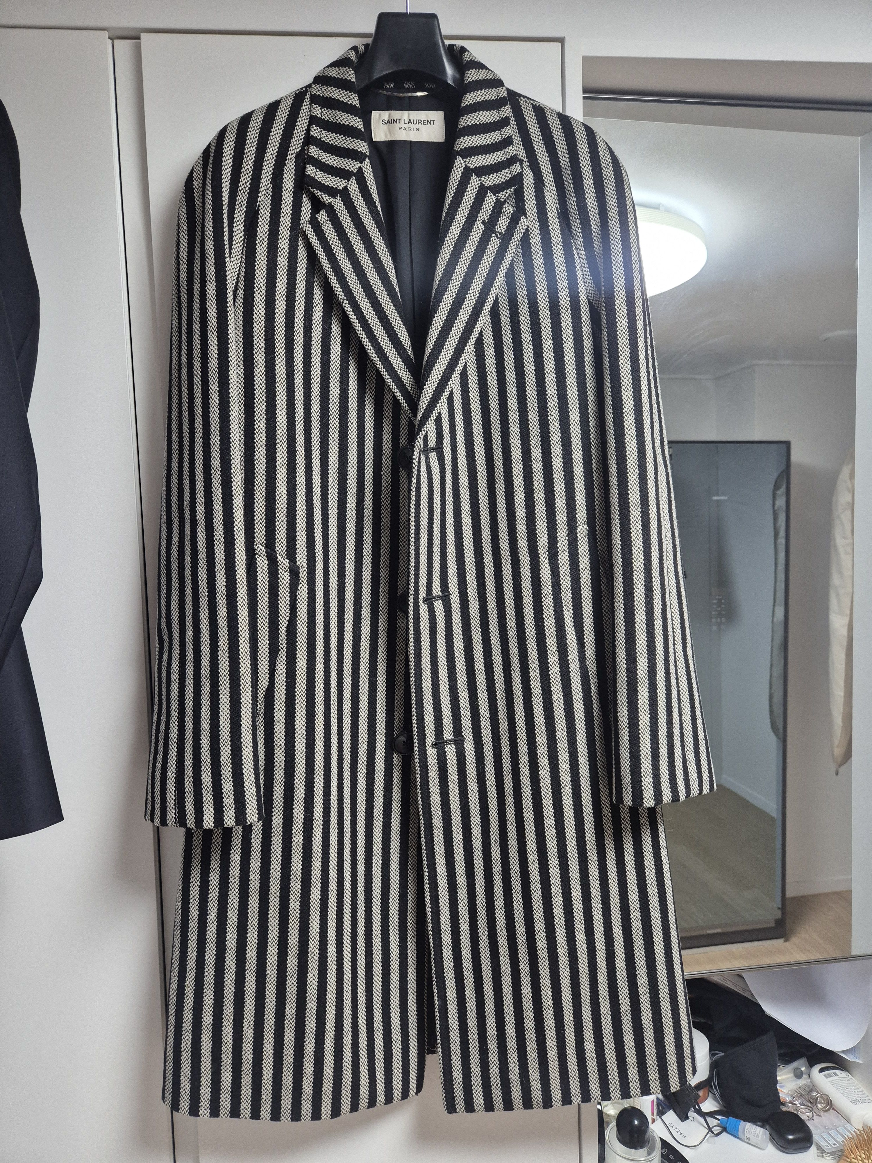 Hedi Slimane × Saint Laurent Paris Saint Laurent 14FW striped coat Size US M / EU 48-50 / 2 - 2 Thumbnail