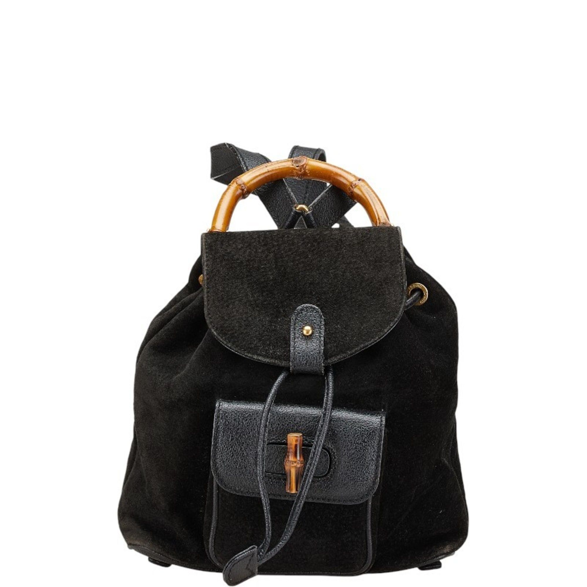 Gucci Gucci Bamboo Backpack 003 2058 0030 Black Leather Suede Women's GUCCI Size ONE SIZE - 1 Thumbnail