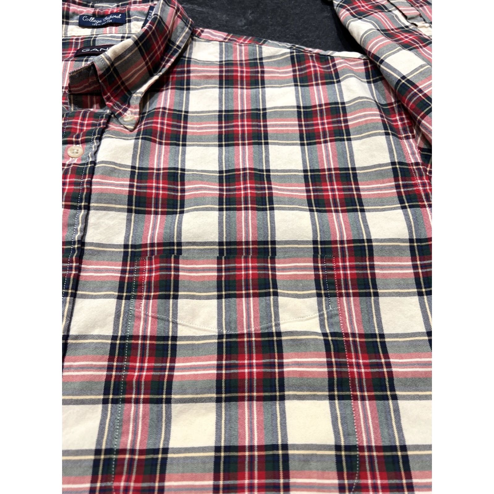 Gant GANT Shirt Men XLT Long Sleeve Button-Up Plaid Oxford College Blue Multicolor College Men's Big & Tall Size US XL / EU 56 / 4 - 3 Thumbnail