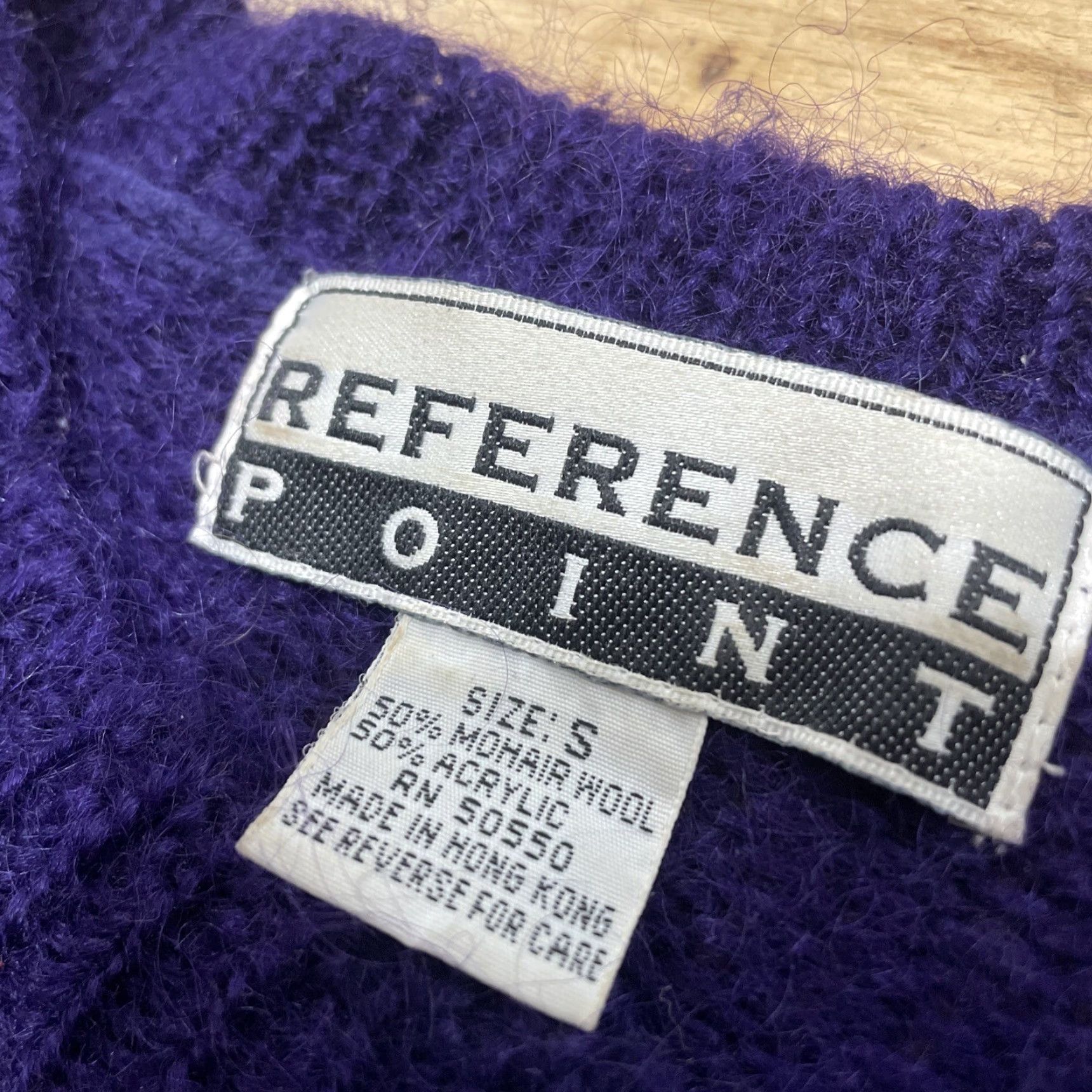 Vintage VINTAGE Reference Point Sweater Wool Mohair Women S Royal Purple 90s Crop Knit Pullover Long Sleeve V-Neck Button Sheep? (Wait) Size S / US 4 / IT 40 - 4 Thumbnail