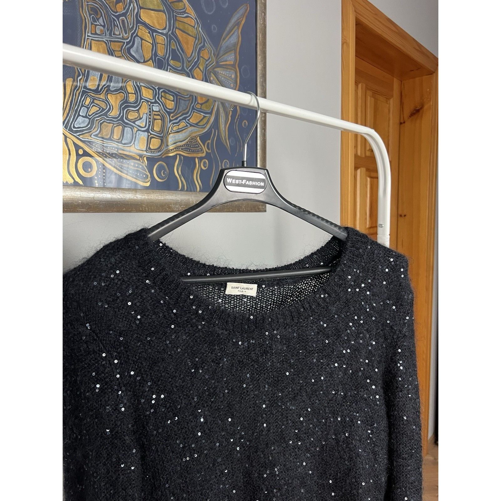 Saint Laurent Paris Saint Laurent RECENT Black Wool Oversized Glitter Knitted Cr Size M / US 6-8 / IT 42-44 - 13 Thumbnail