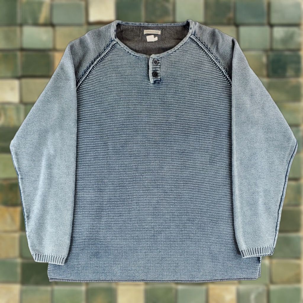 Carbon2Cobalt Carbon 2 Cobalt Waffle Knit Henley Pullover Heavyweight Sweater Blue Mens XXL Size US XXL / EU 58 / 5 - 1 Thumbnail
