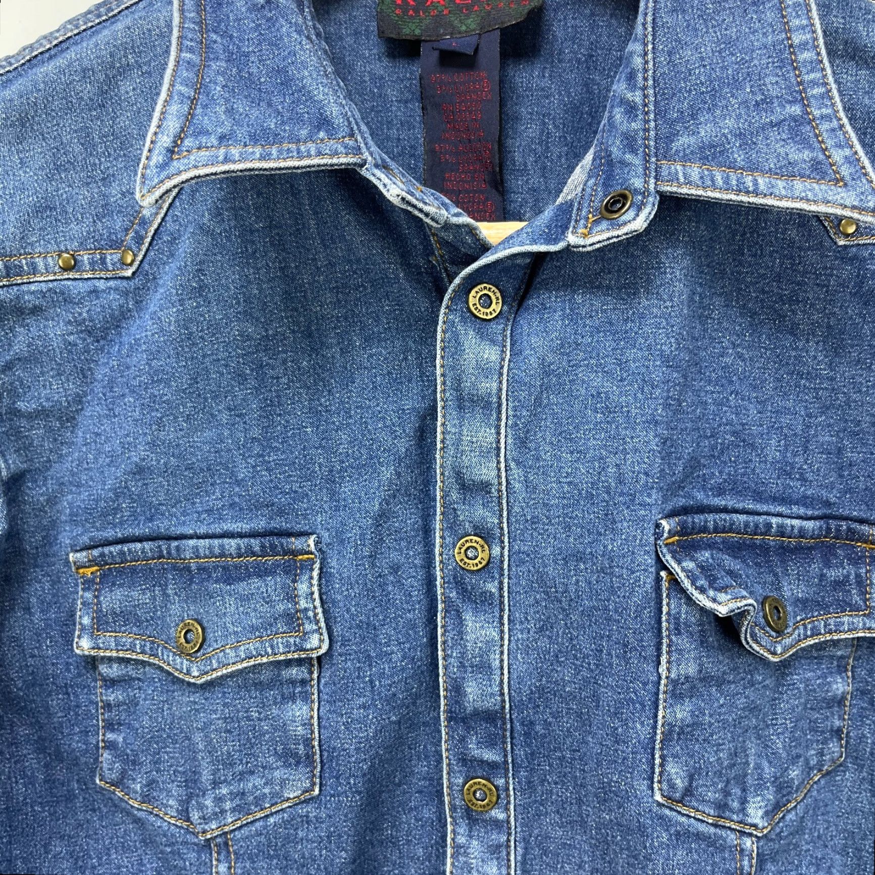 Ralph Lauren VINTAGE Ralph Lauren Denim Jacket Womens L Blue 90s Denim Jacket Snap Size L / US 10 / IT 46 - 4 Thumbnail