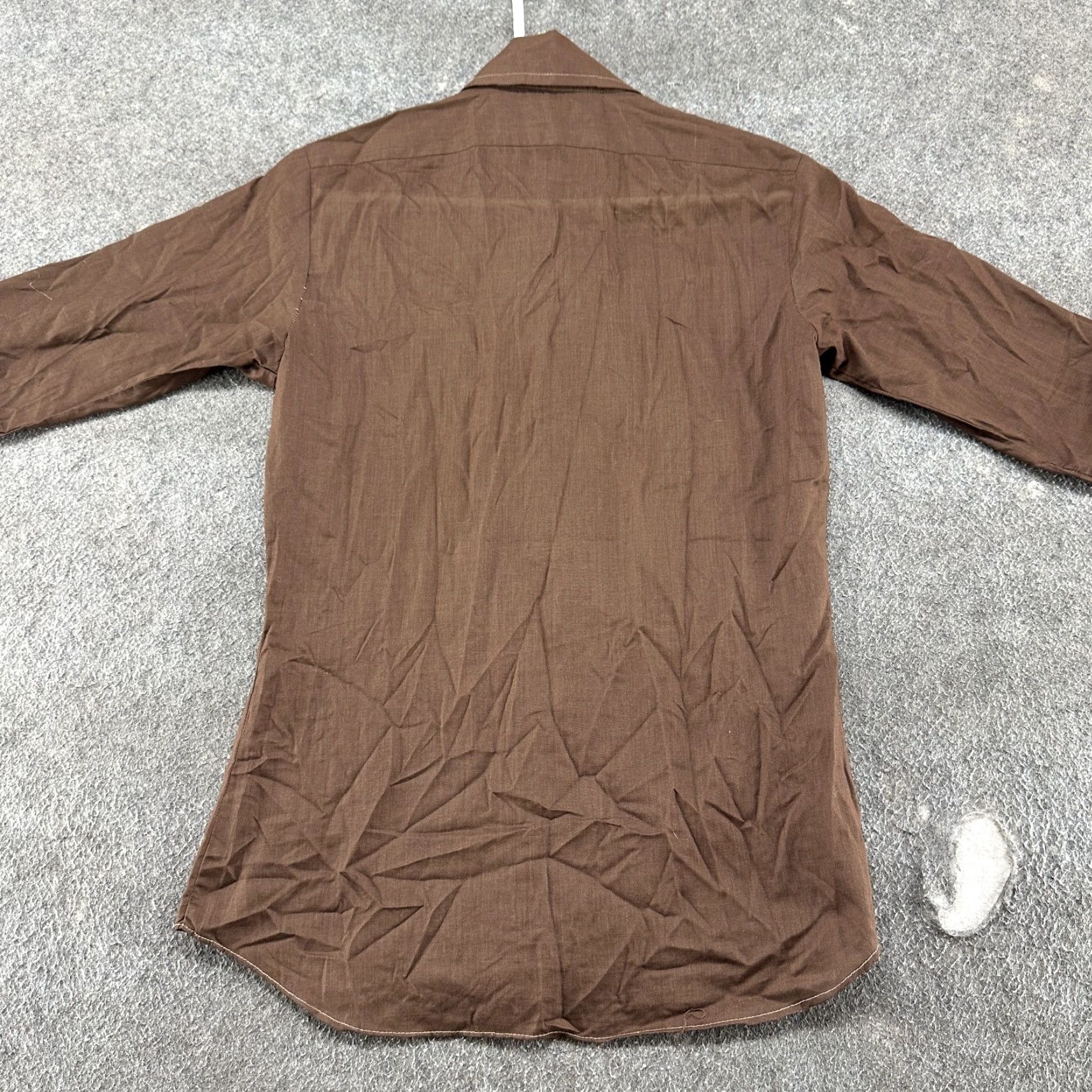 Vintage VINTAGE 555 Spearpoint Collar Shirt Mens Small Brown Button Long Sleeve 70s 90s Dagger Cotton Regular Pocket Size US M / EU 48-50 / 2 - 5 Thumbnail
