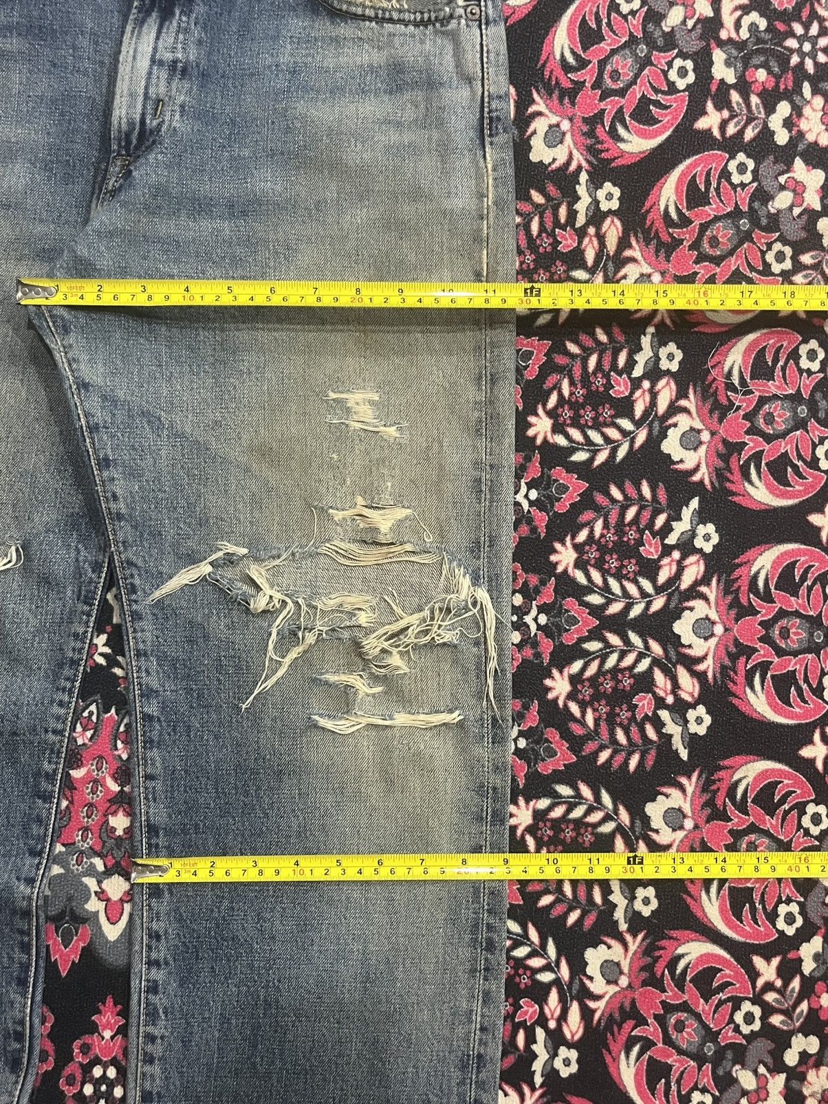 No Faith Studios Edwin 505XX Blue Faded Washed Distressed Selvedge Jeans Size US 29 - 17 Thumbnail