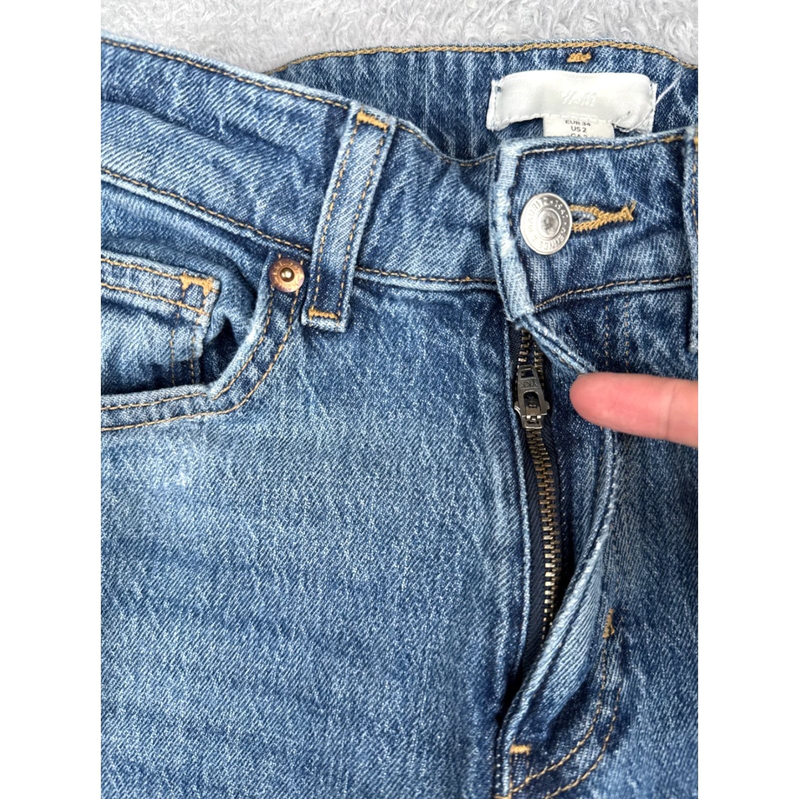 H&M H&M Jeans Women Blue Denim Wide-Leg Mid Rise 24x26 Regular 2 Cotton Blend 5-Pocket 26 Inseam 90s Vintage: No Size 26" / US 2 / IT 38 - 5 Thumbnail