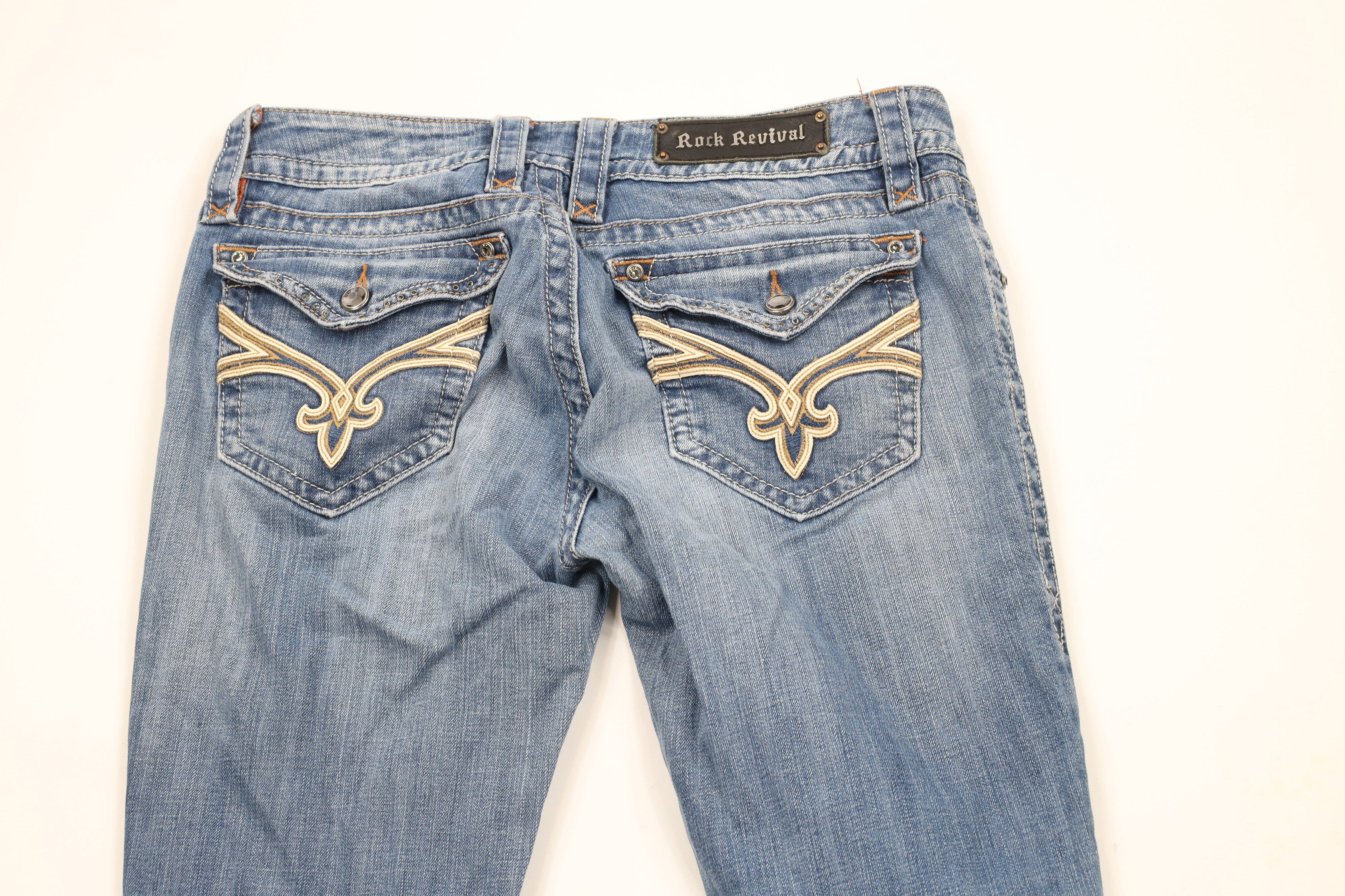 Rock Revival × Vintage Rock Revival Jeweled Jamie Boot Leg Flared Denim Jeans AS IS Size 31" - 11 Thumbnail
