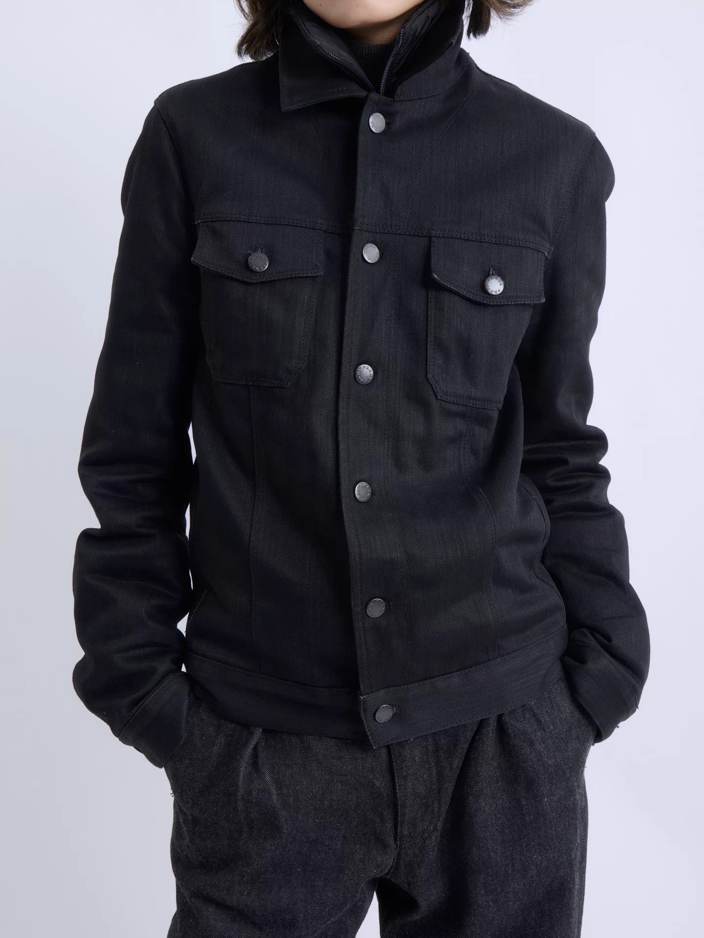 Prada PRADA 2008AW Black Denim Nylon Lined Jacket Size US S / EU 44-46 / 1 - 1 Thumbnail
