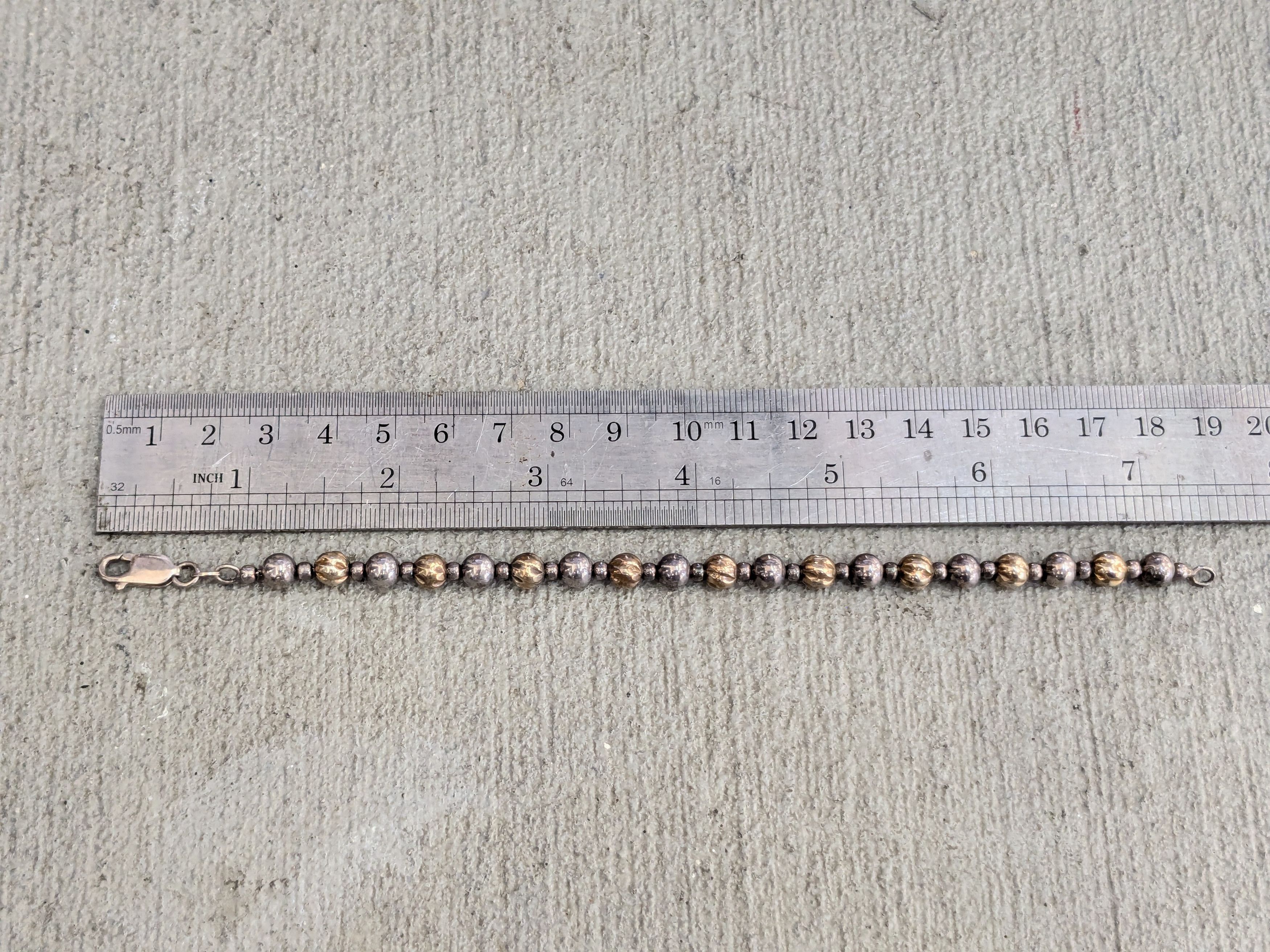 Vintage Vintage Sterling Silver Bracelet Ball Bead Two Tone Gold Size ONE SIZE - 12 Thumbnail