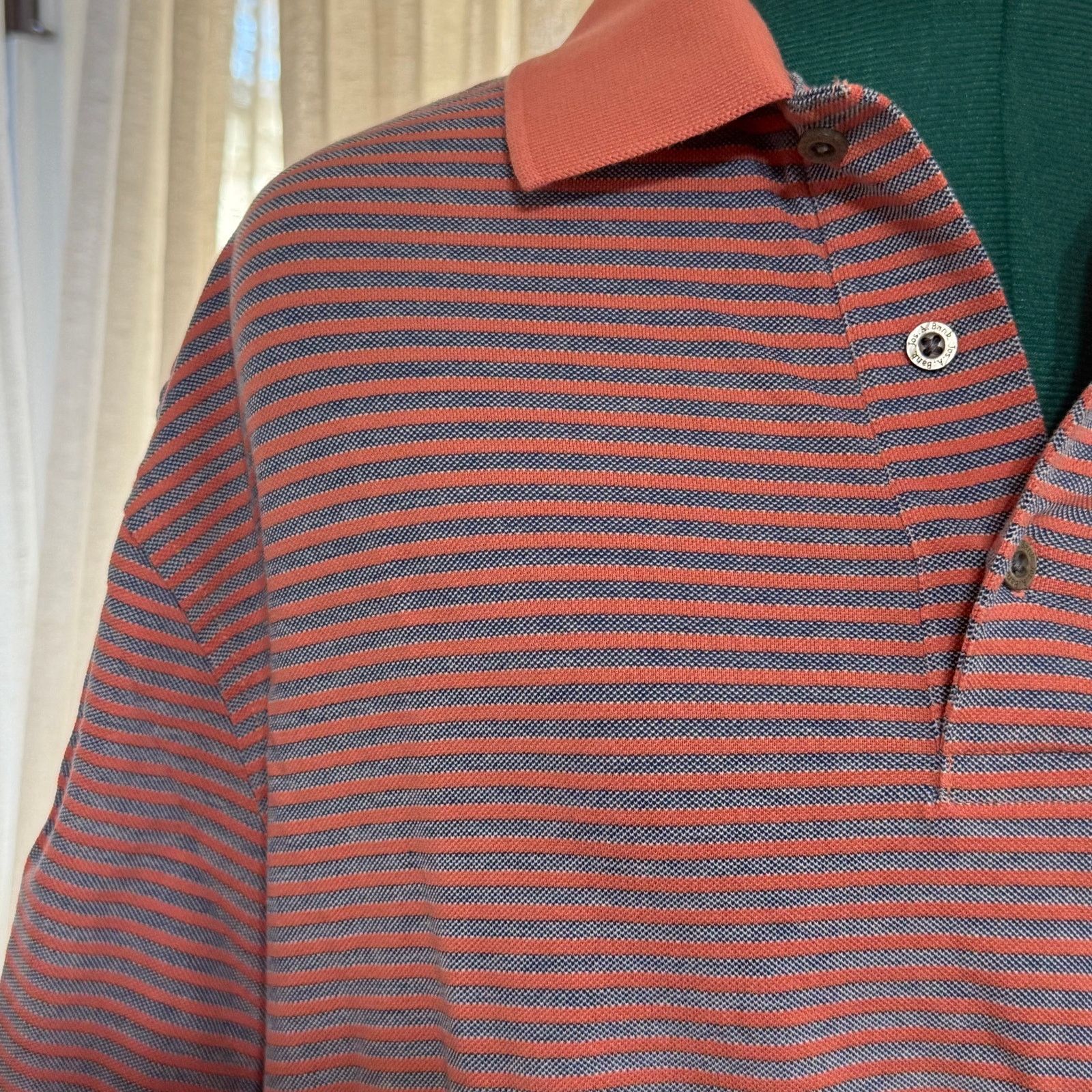 Jos. A. Bank Jos. A. Bank Orange & Navy Striped Polo | Sz L Size US L / EU 52-54 / 3 - 3 Thumbnail