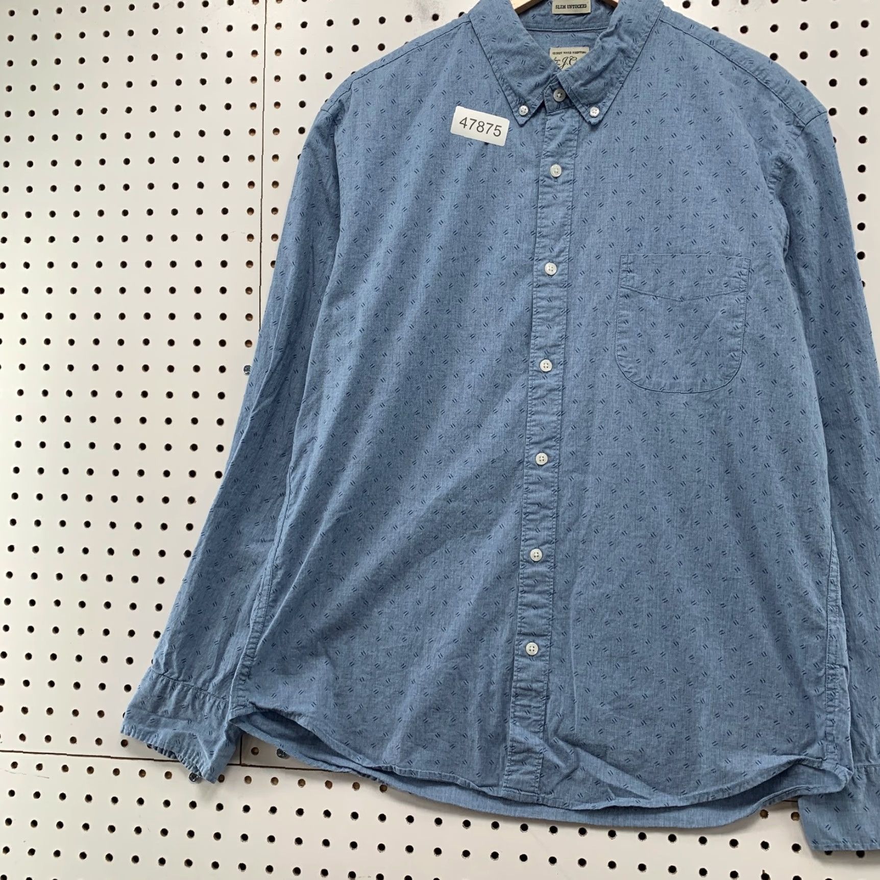 J.Crew J.CREW Button-Up Shirt Mens Large Blue Slim Untucked Secret Wash Short Stretch Blue Size US L / EU 52-54 / 3 - 6 Thumbnail