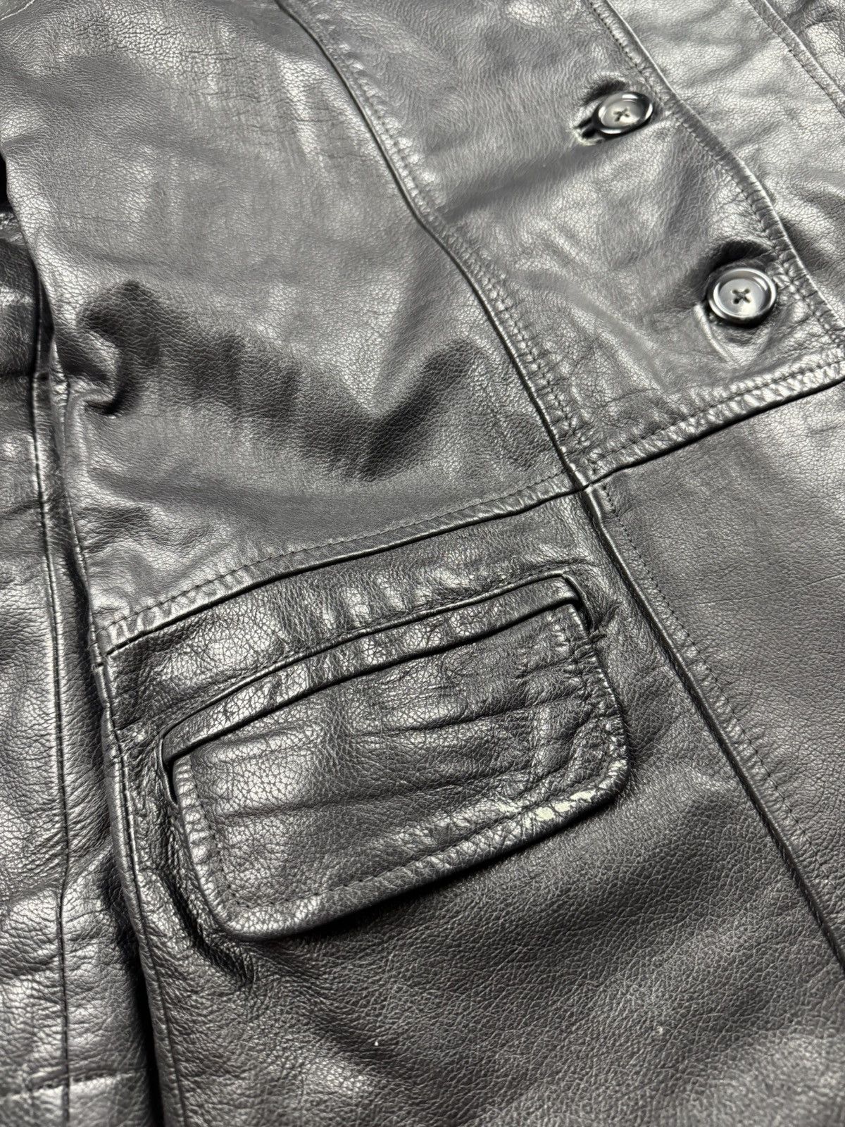 Japanese Brand Rick Owens STYLE Avant Garde Leather Opium Jacket Coat Y2K Size M / US 6-8 / IT 42-44 - 3 Thumbnail