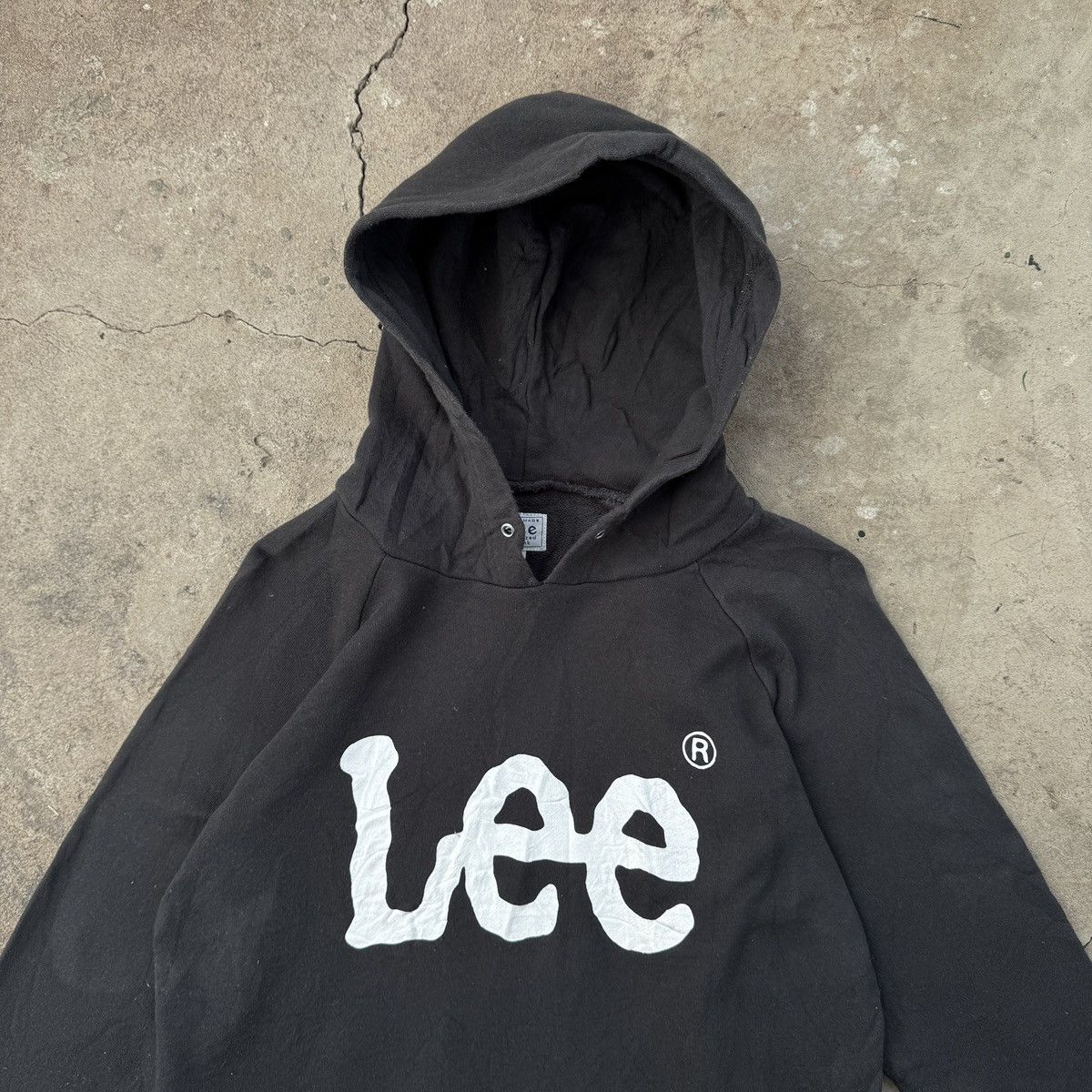 Japanese Brand × Lee Vintage 90’s Lee Sanforized Shrunk Big Logo Hoodie Size M / US 6-8 / IT 42-44 - 3 Thumbnail