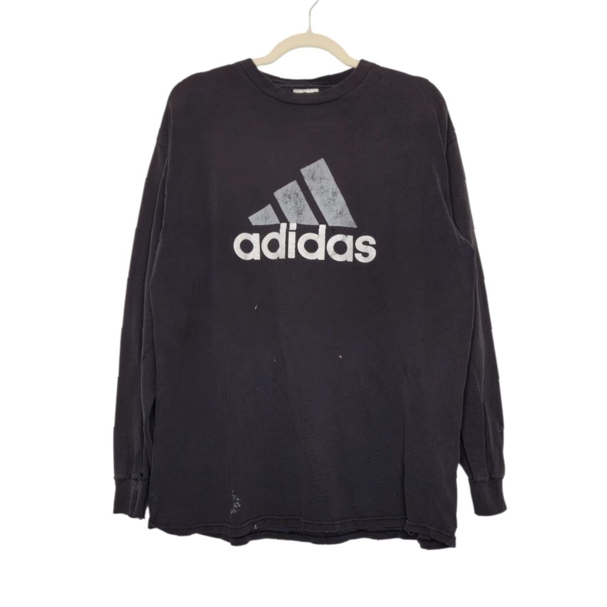 Adidas VINTAGE adidas 3 Stripes Distressed Grunge Long Sleeve Shirt Thrash Black Large Size US L / EU 52-54 / 3 - 2 Thumbnail