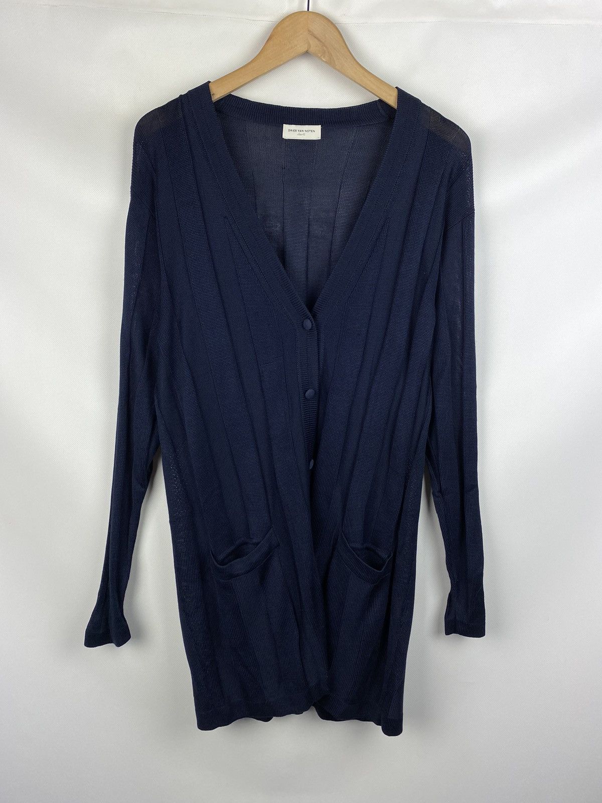 Dries Van Noten Dries Van Noten ladies silk cardigan sweater size 42 navy Size M / US 6-8 / IT 42-44 - 1 Thumbnail