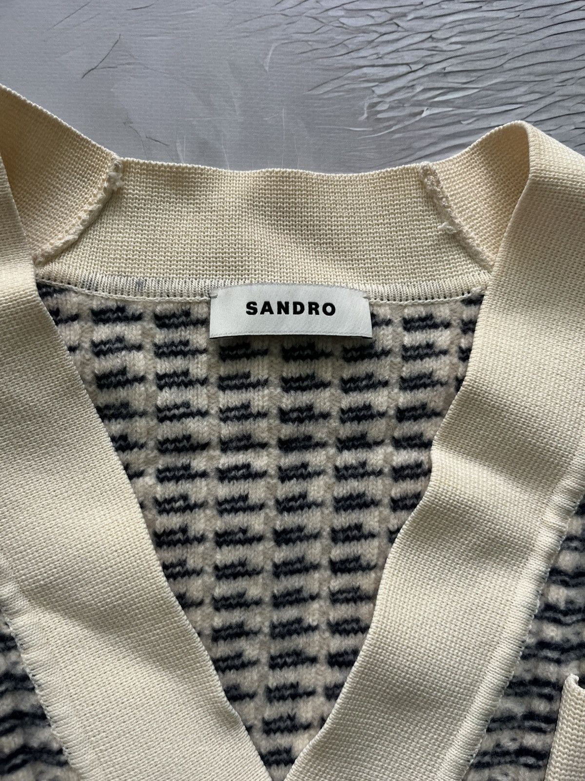 Sandro Sandro Luxury Stripped Cardigan V-Neck Sweater Wool Size S / US 4 / IT 40 - 5 Thumbnail