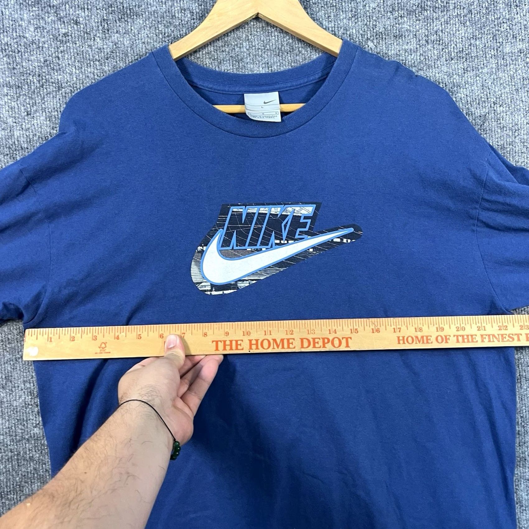 Nike VINTAGE Nike Center Swoosh Check T-Shirt Long Sleeve Blue Mens L 90s Size US L / EU 52-54 / 3 - 5 Thumbnail