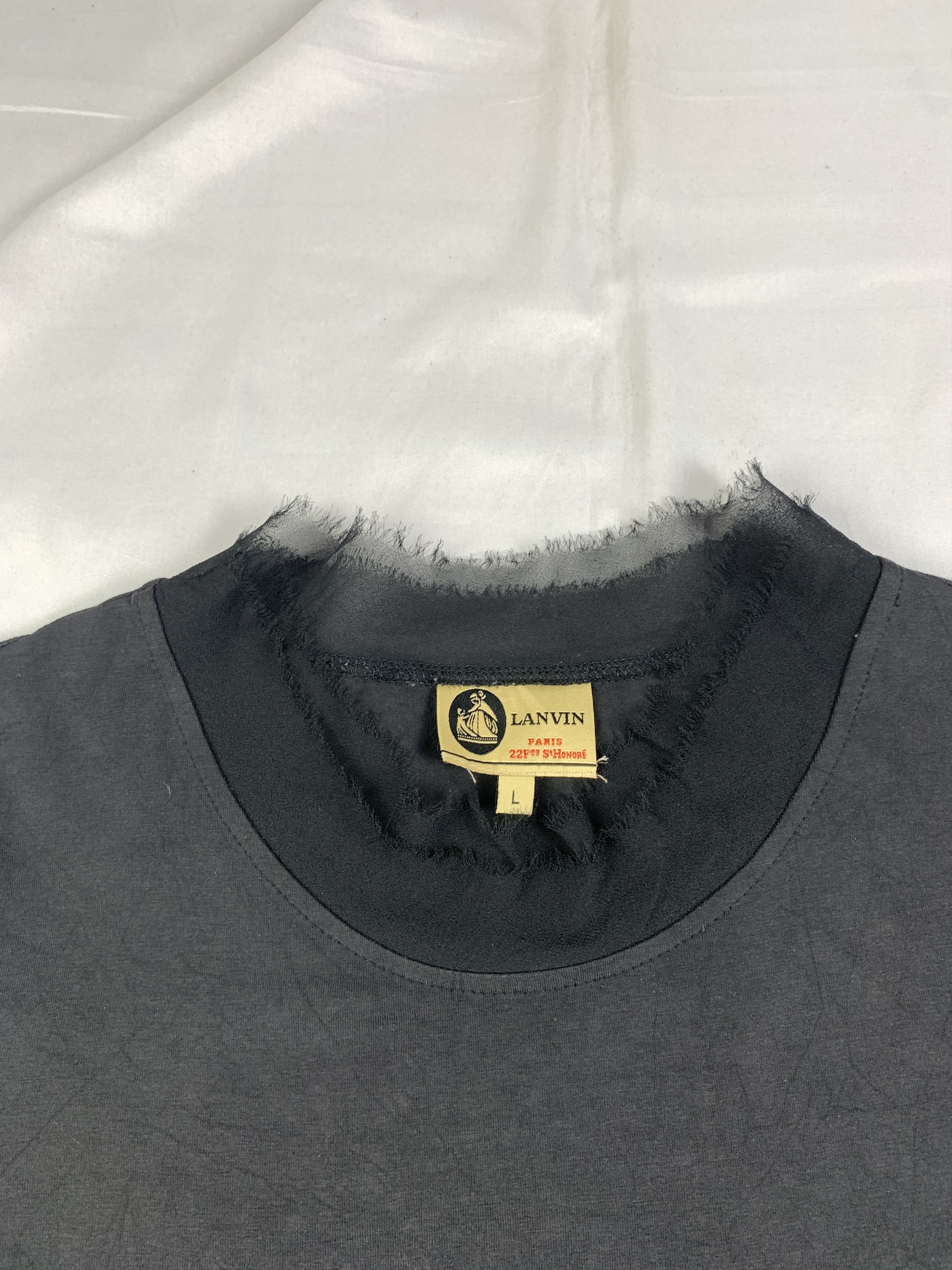 Lanvin LANVIN Black Mix Mesh Elastane Tee (L) Size L / US 10 / IT 46 - 4 Thumbnail