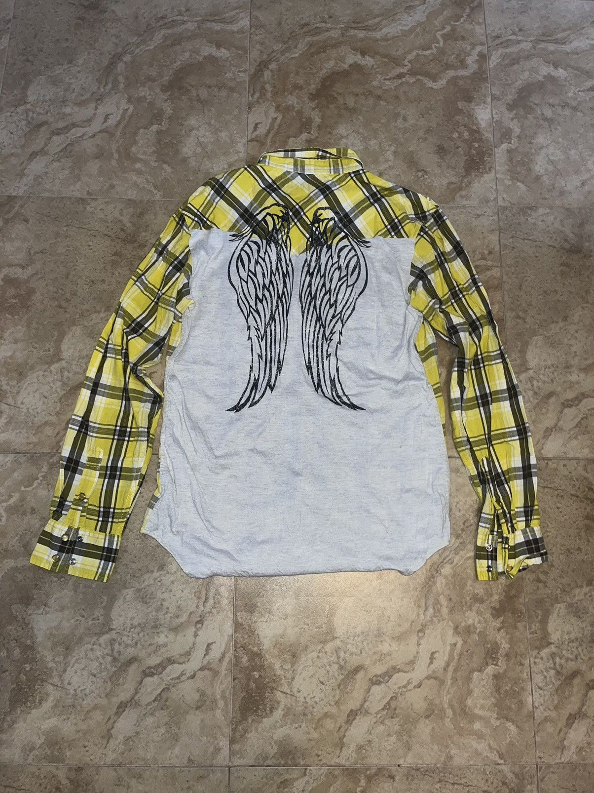 image of In The Attic Y2K Button Up in Yellow, Men's (Size Large)