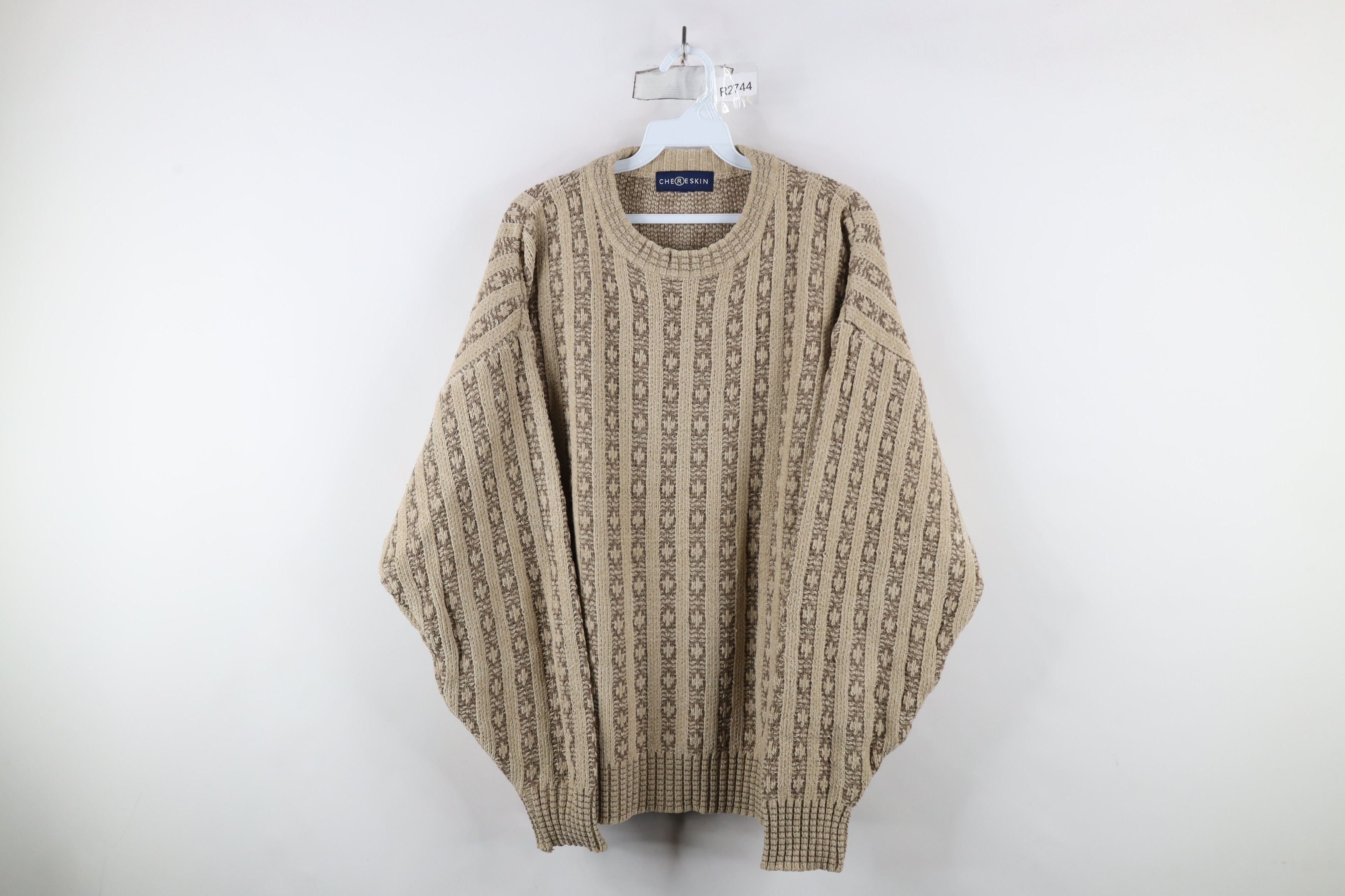 Vintage Vintage 90s Streetwear Knit Fleece Crewneck Sweater Beige Size US XL / EU 56 / 4 - 1 Thumbnail