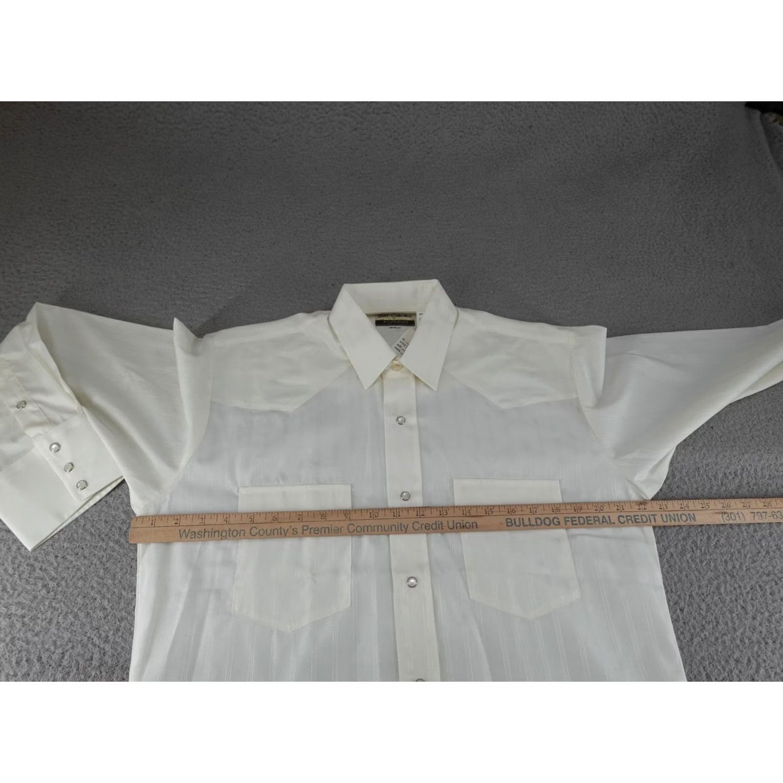 Armani Western Pearl Snap Shirt Mens M White Cowboy Rodeo Ranch Stripe Pearl-Snap Front Cuffs Pockets Western Size US M / EU 48-50 / 2 - 5 Thumbnail